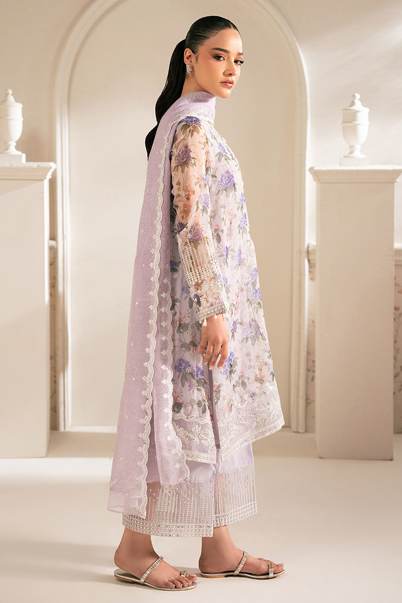 DUSTY LAVENDER-4PC ORGANZA EMBROIDERED SUIT