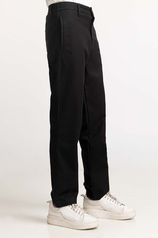 Plush Black Basic Khaki Pant