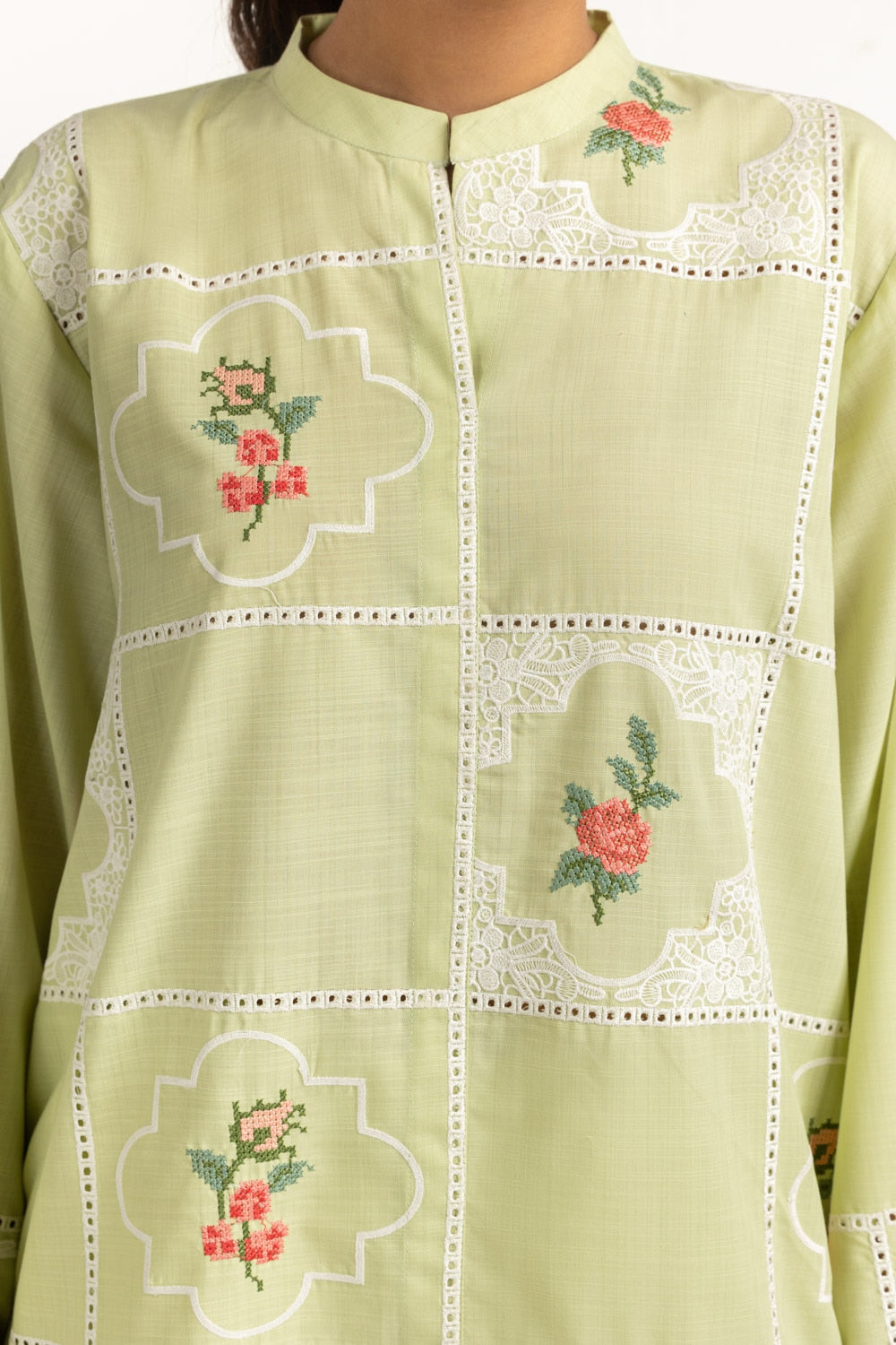 Poly Slub Embroidered Co-Ord Set