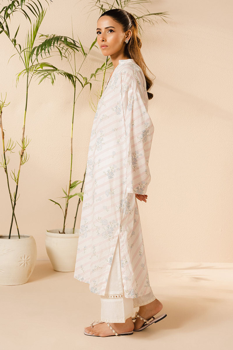 CELESTIAL WHITE PRINTED LAWN SHIRT