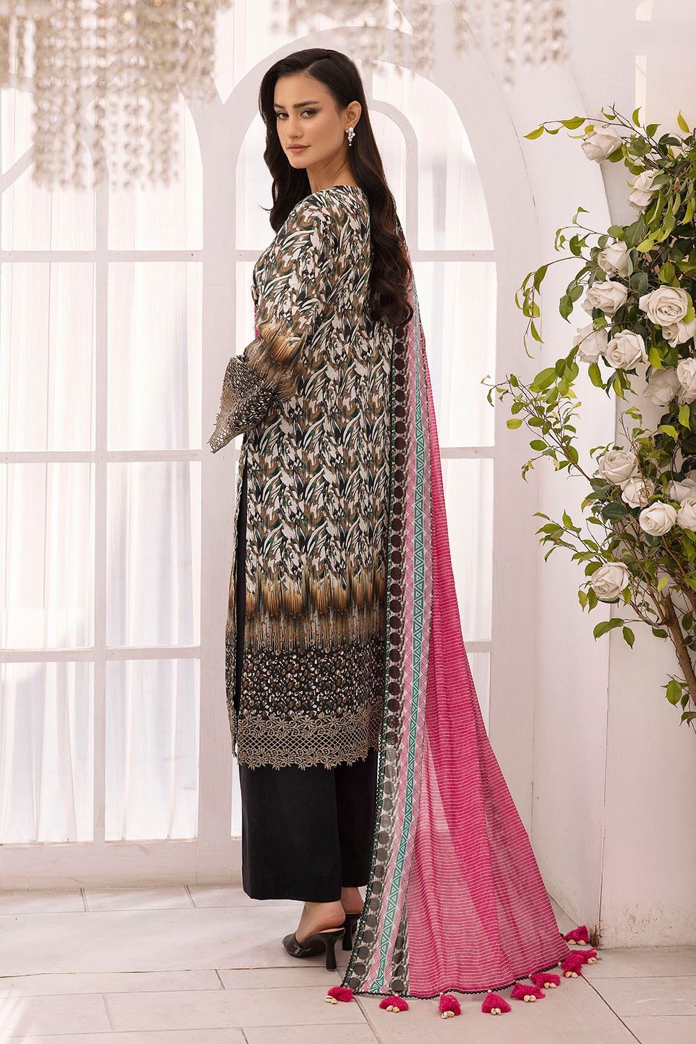 3 Piece Unstitched Embroidered Printed Lawn Suit with Printed Lawn Dupatta