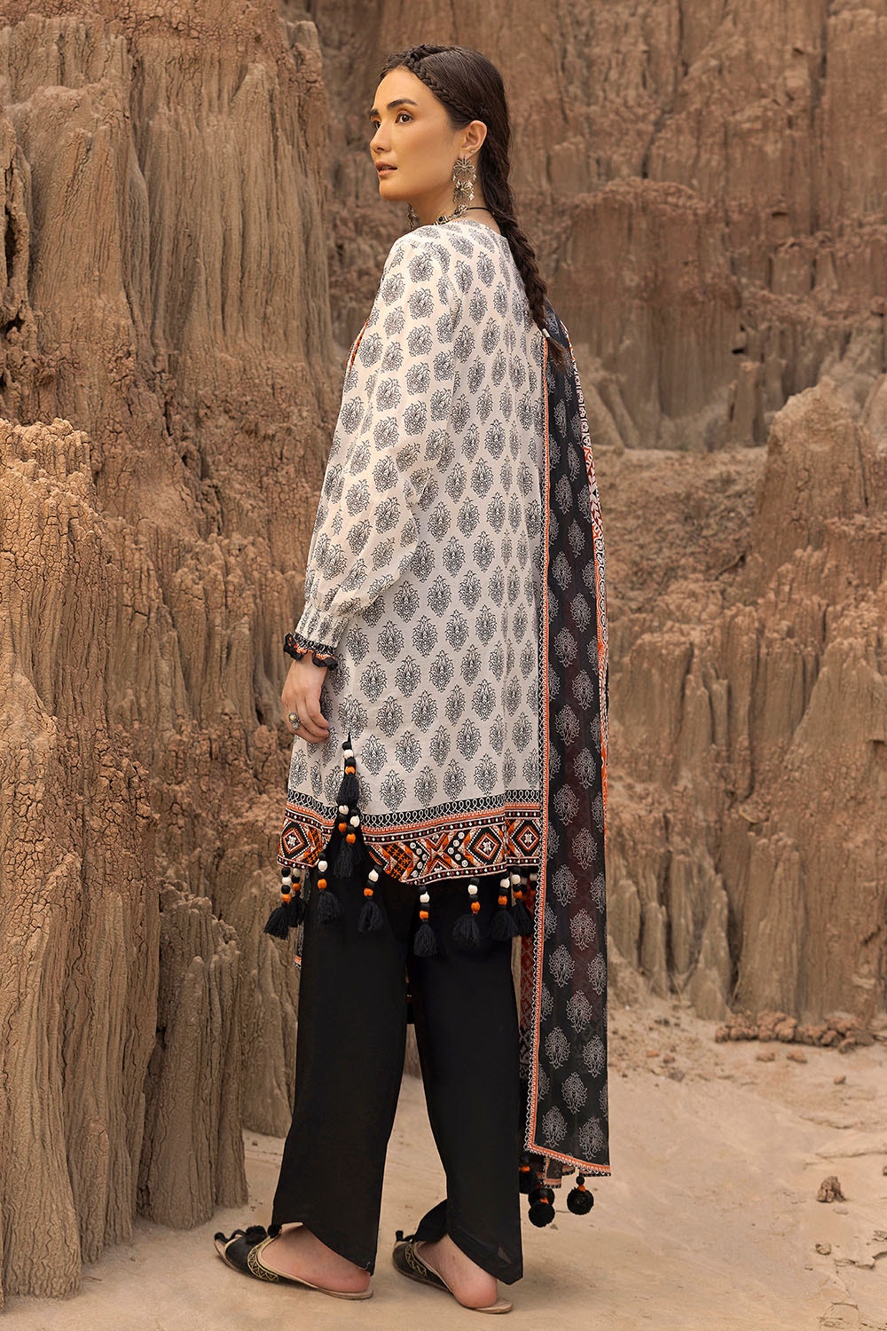 3 Piece Unstitched Printed Embroidered Lawn Suit