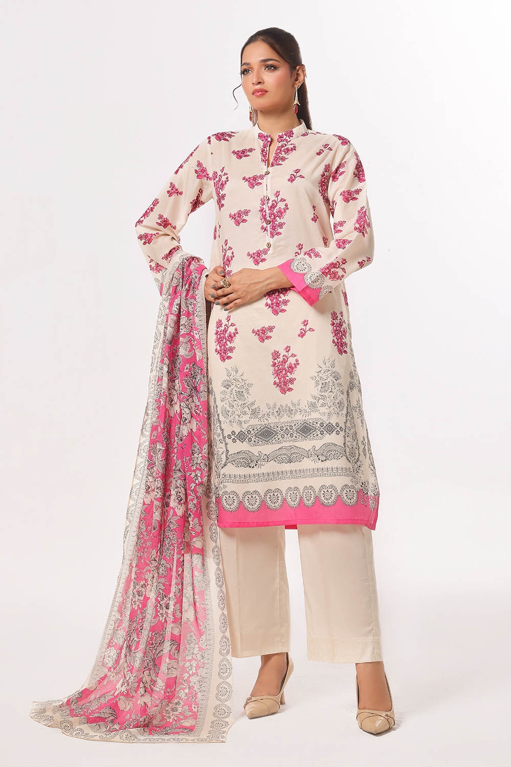 3 Piece Unstitched Printed Lawn Suit