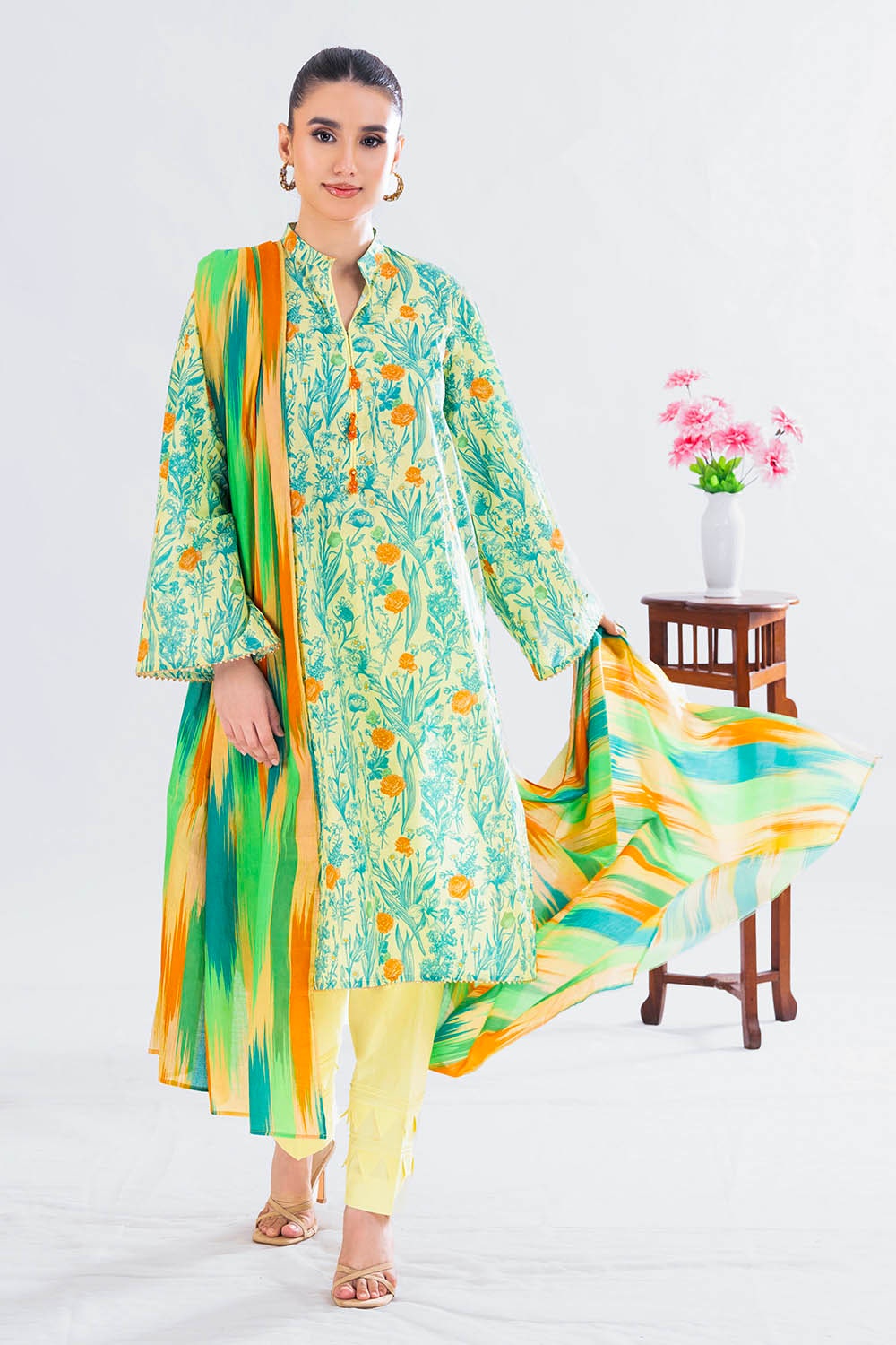 3 Piece Unstitched Printed Lawn Suit