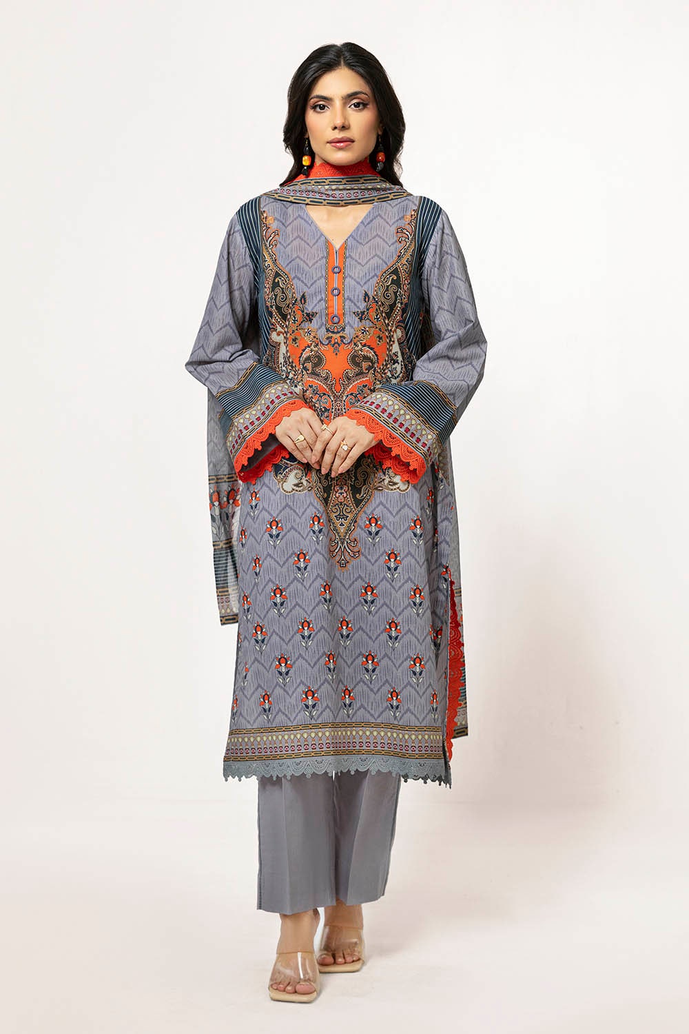 3 Piece Unstitched Printed Lawn Suit