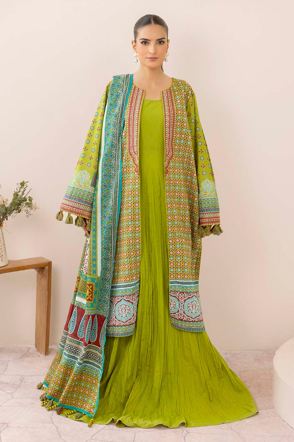 3 Piece Unstitched Embroidered Lawn Suit