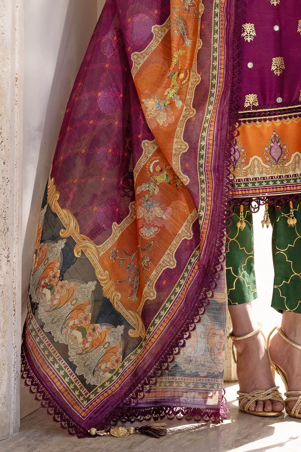 3 Piece Unstitched Embroidered Raw Silk Suit with Paper Cotton Jacquard Dupatta