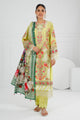 3 Piece Unstitched Embroidered Lawn Suit With Printed Tussar Silk Dupatta