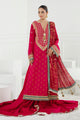 3 Piece Unstitched Gold Lacquer Printed Embroidered Cotton Silk Suit With Embroidered Jacquard Dupatta