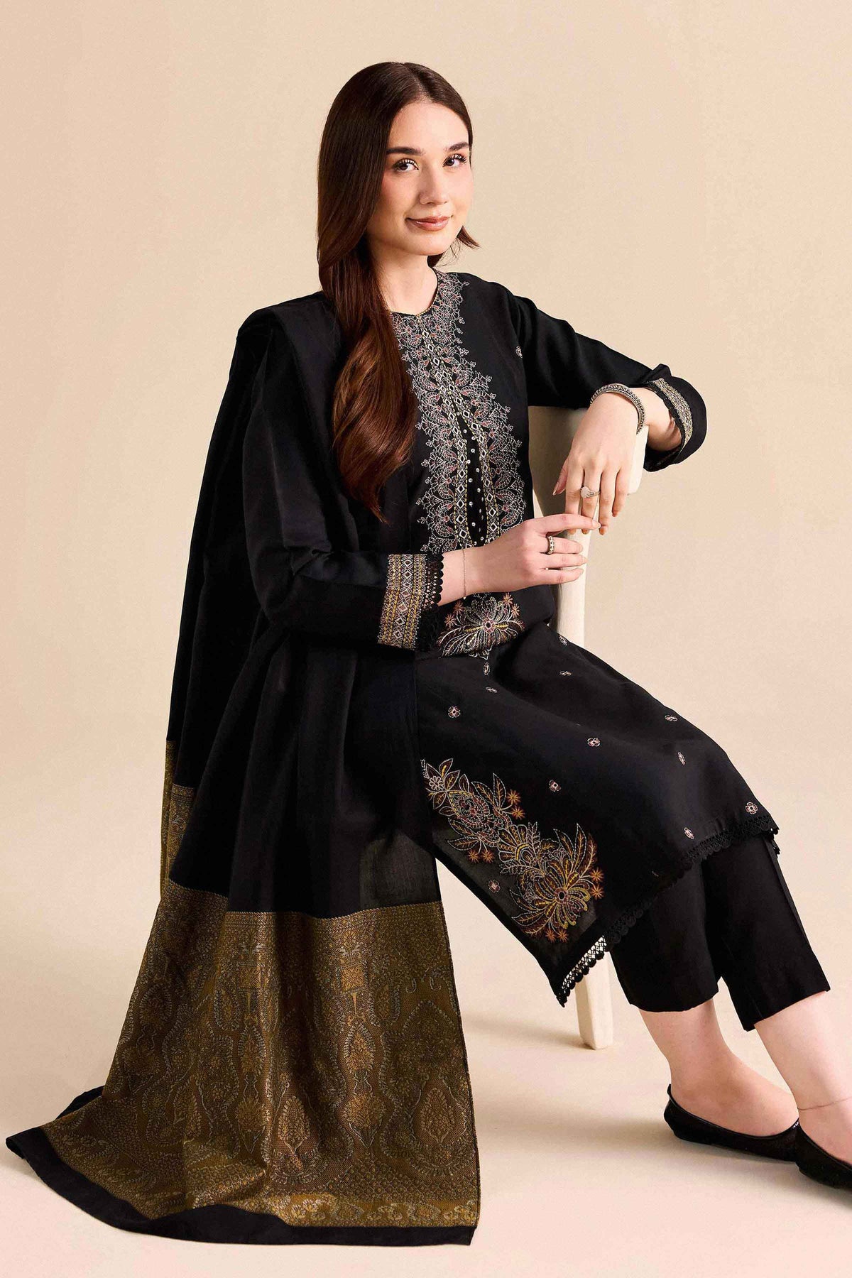 3 Piece - Embroidered Suit - PW25-472