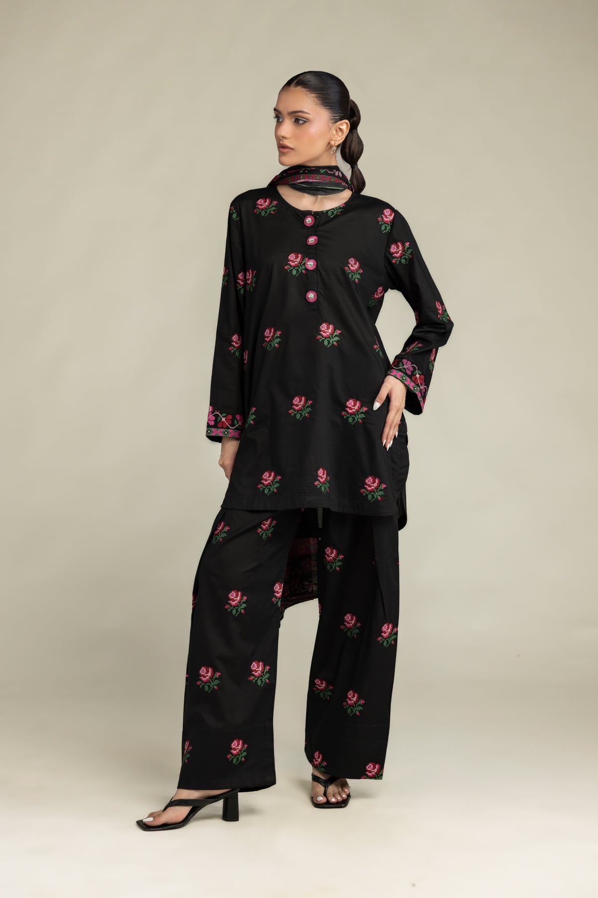 Black Cambric Kurta