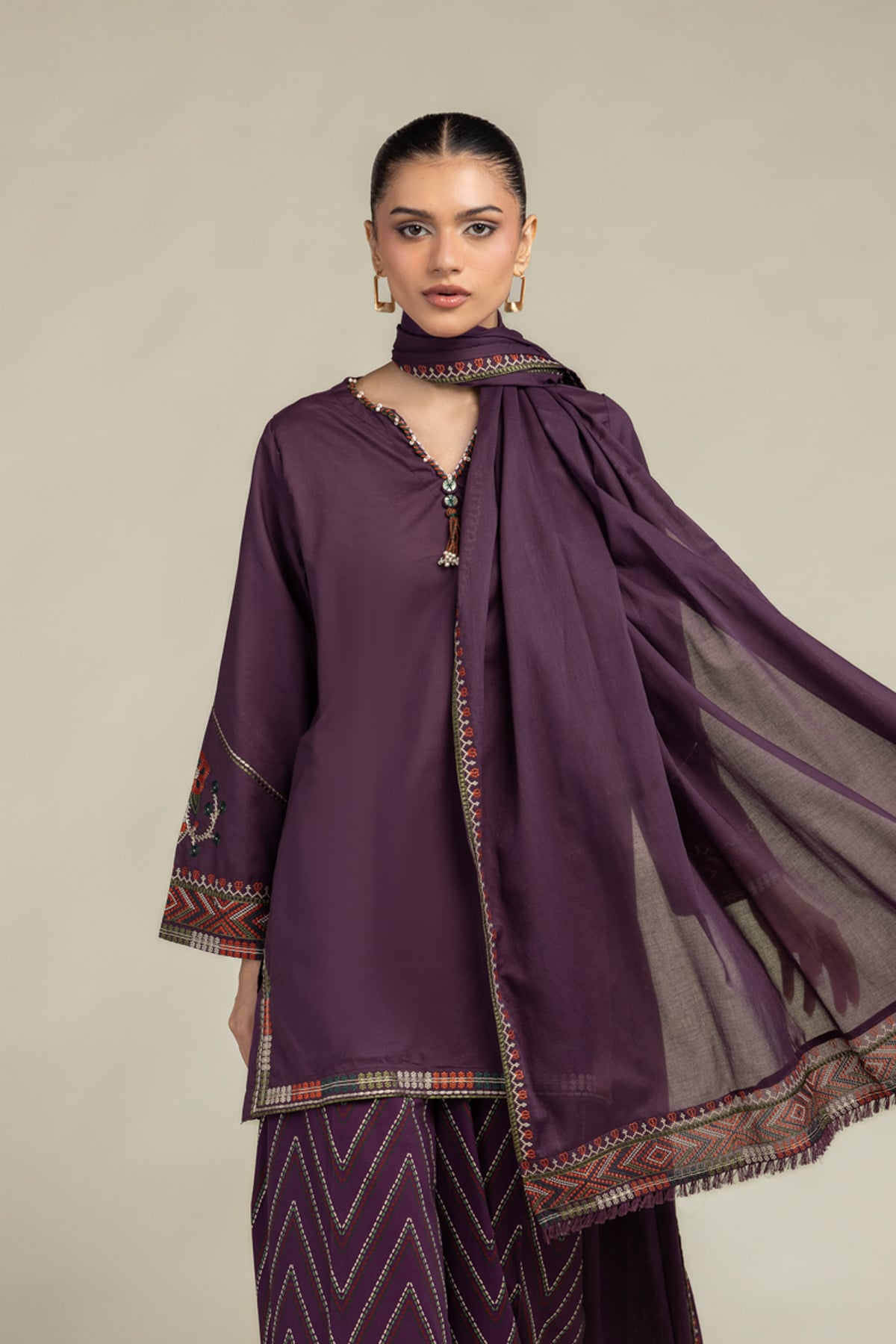 Cambric V-Neck Kurta