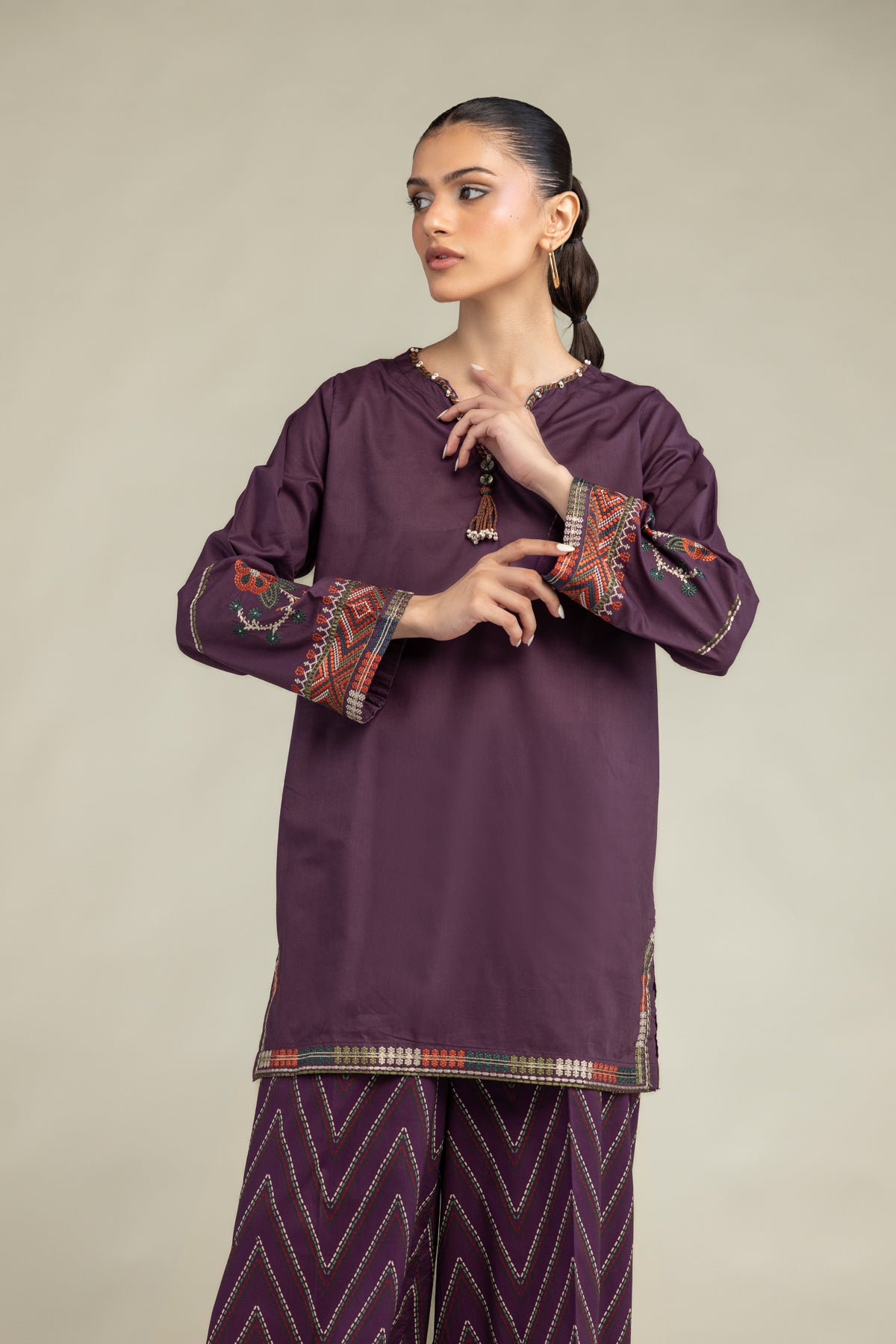 Cambric V-Neck Kurta