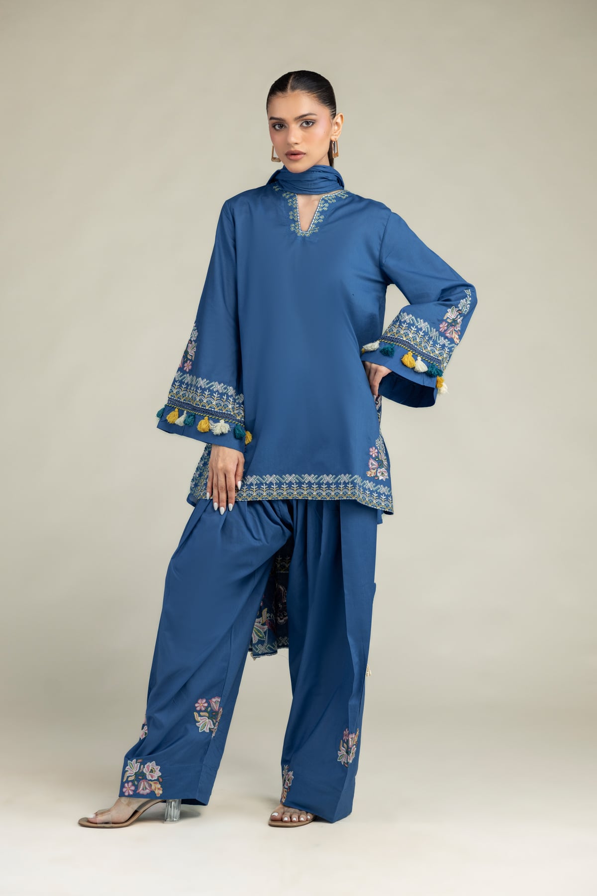 Floral Blue Kurta