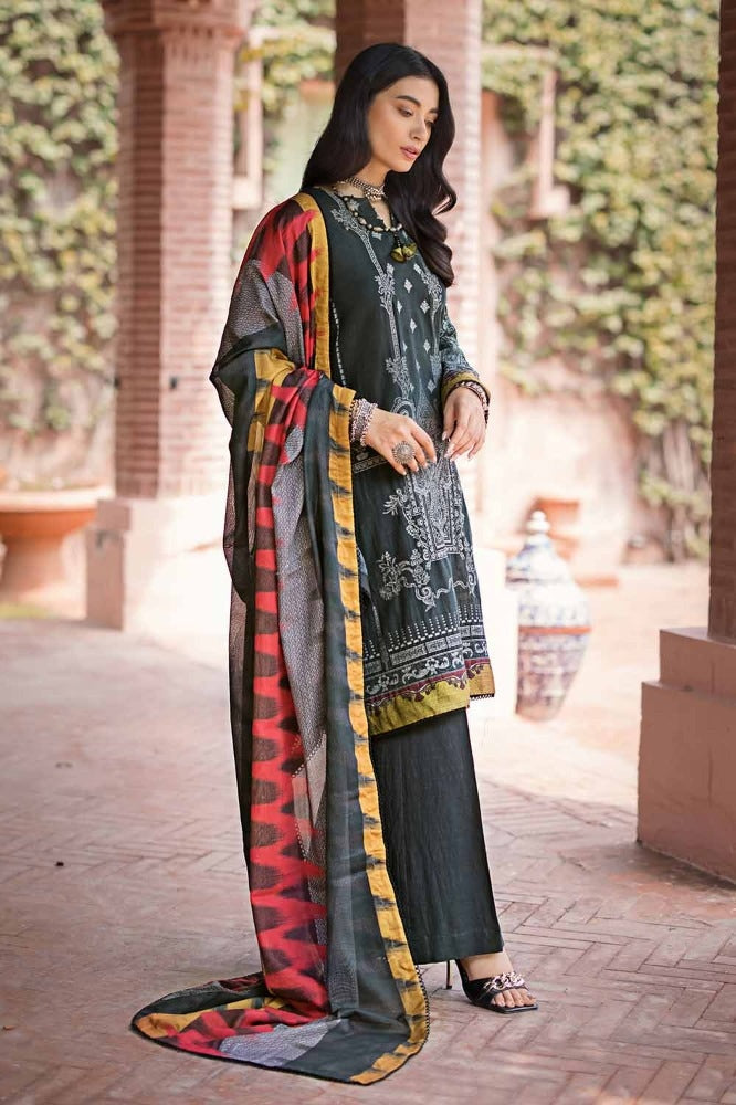 3 Piece Khaddar Jacquard Unstitched Suit With Cotton Net Dupatta