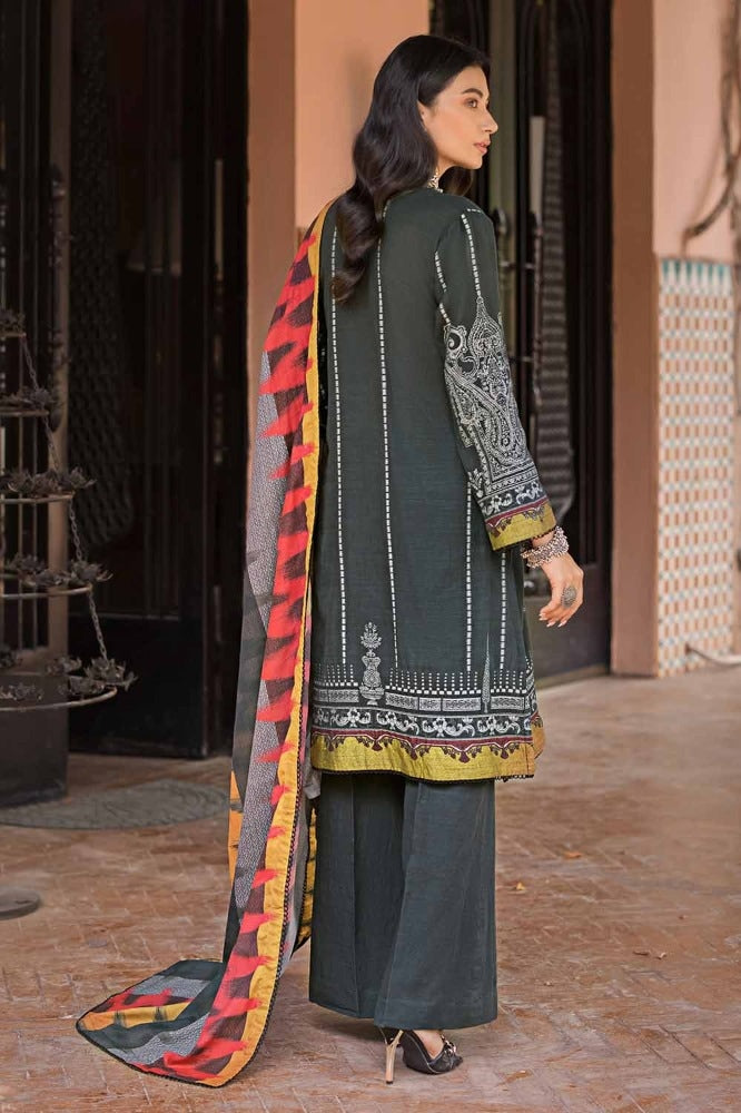 3 Piece Khaddar Jacquard Unstitched Suit With Cotton Net Dupatta
