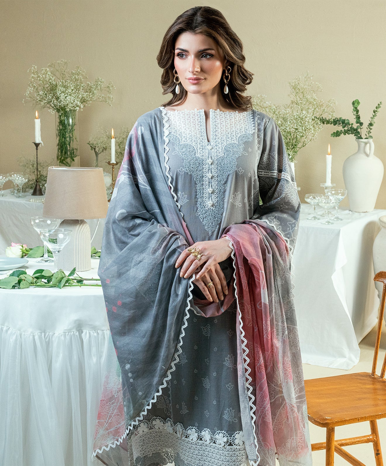 KUNEP-3P-004 GRAY-LAWN UNSTITCHED 3PC