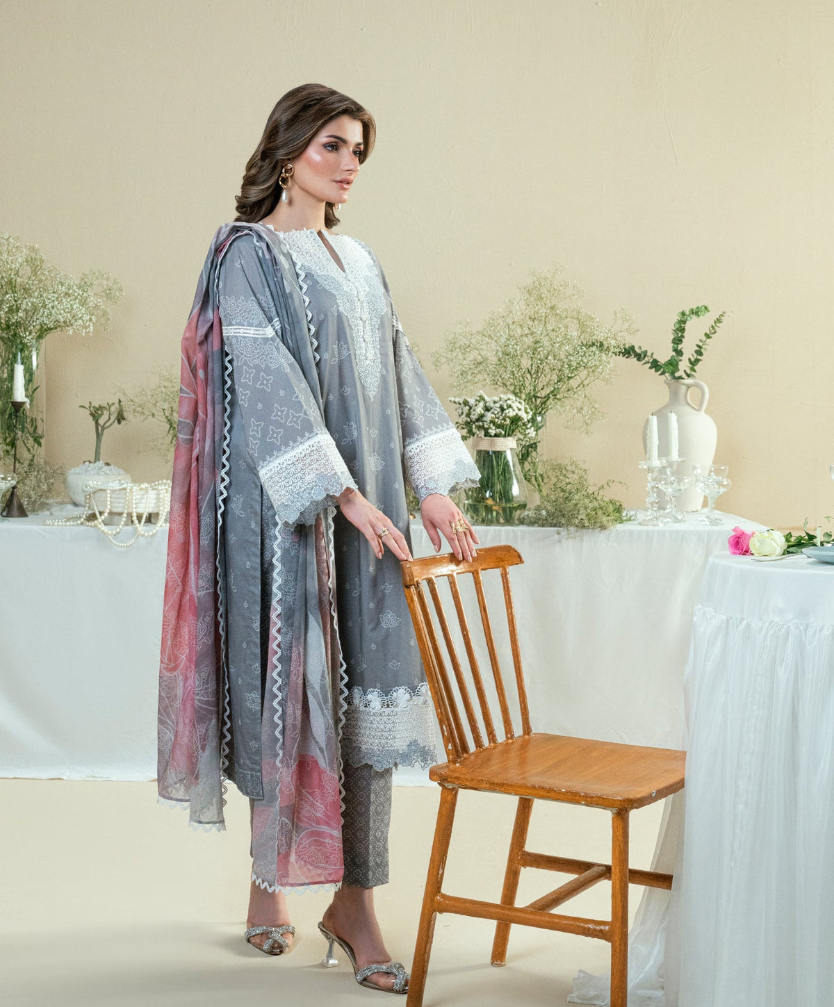 KUNEP-3P-004 GRAY-LAWN UNSTITCHED 3PC