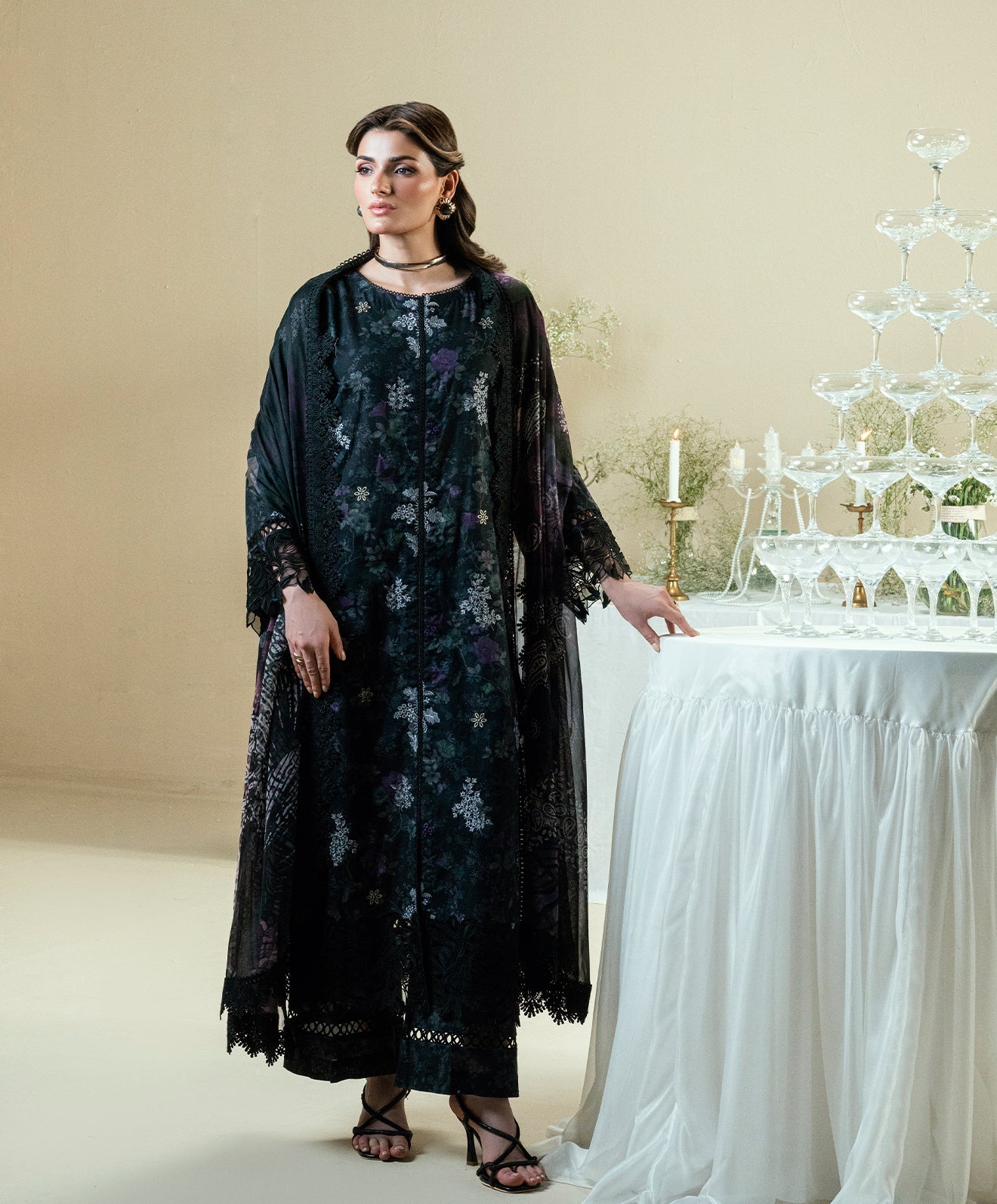 KUNEP-3P-002 BLACK-LAWN UNSTITCHED 3PC