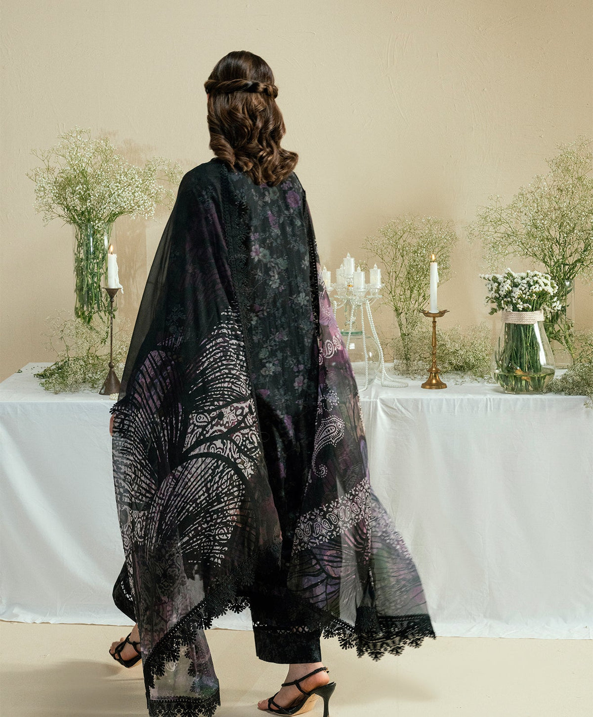 KUNEP-3P-002 BLACK-LAWN UNSTITCHED 3PC
