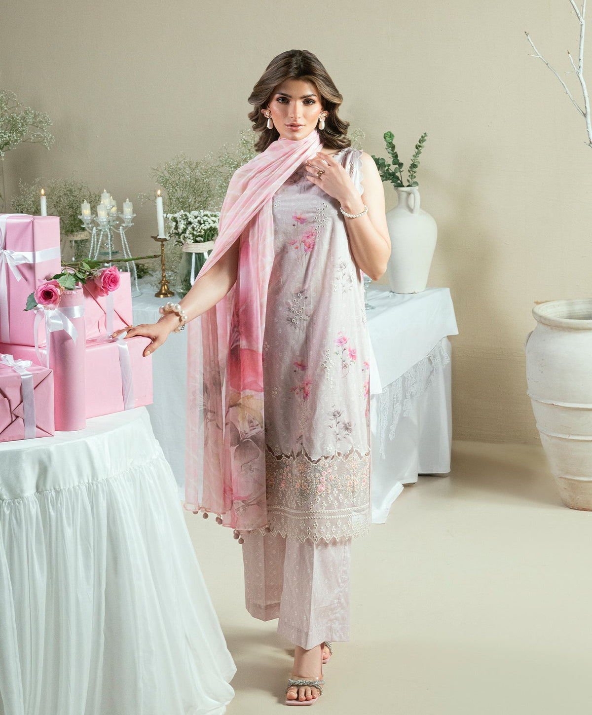 KUNEP-3P-005 MAUVE-LAWN UNSTITCHED 3PC