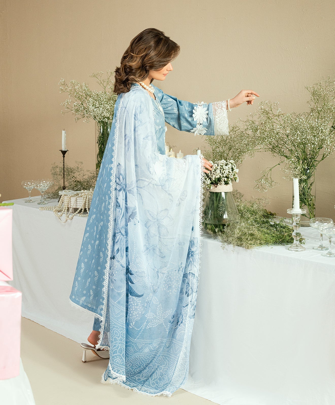 KUNEP-3P-003 SKY BLUE-LAWN UNSTITCHED 3PC