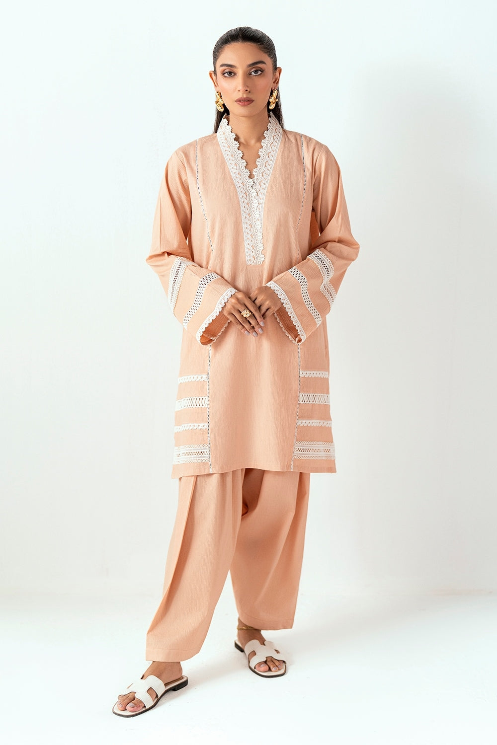 Ripple Crinkle Embellished Co-Ord Set