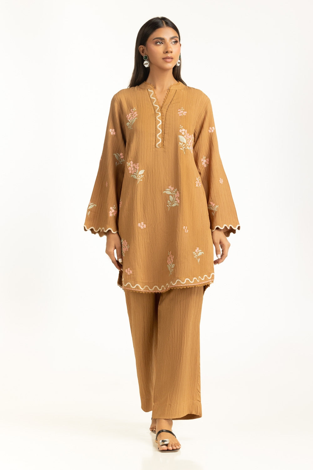 Ripple Crinkle Embroidered Co-Ord Set