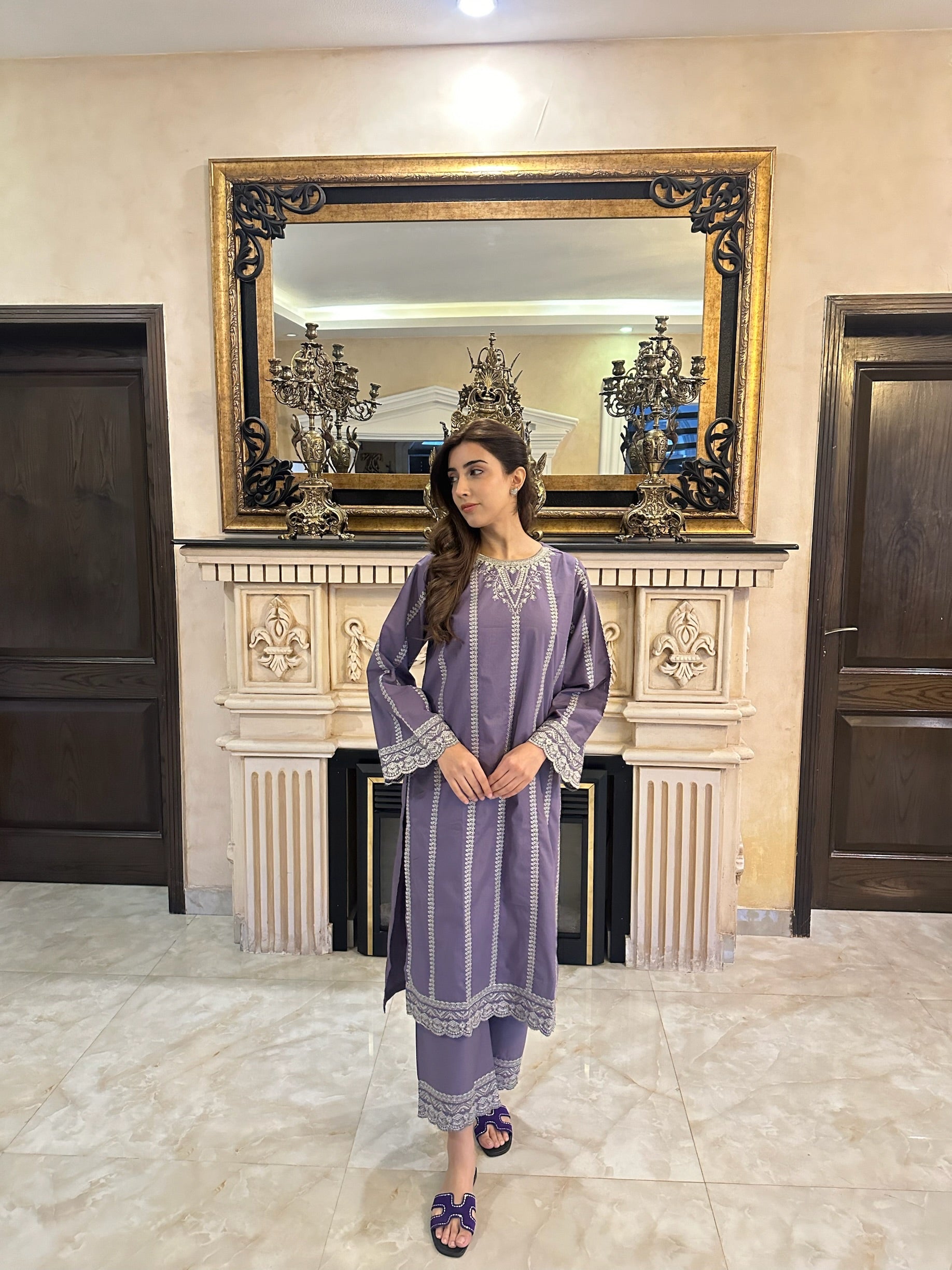 Indigo - Sweet Violet Embroidered CO-ORD SET