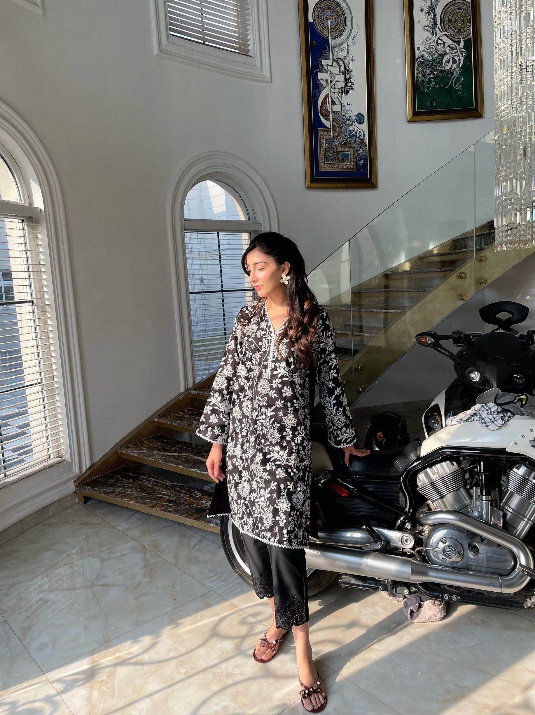 Lotus Kurta - Jet Black