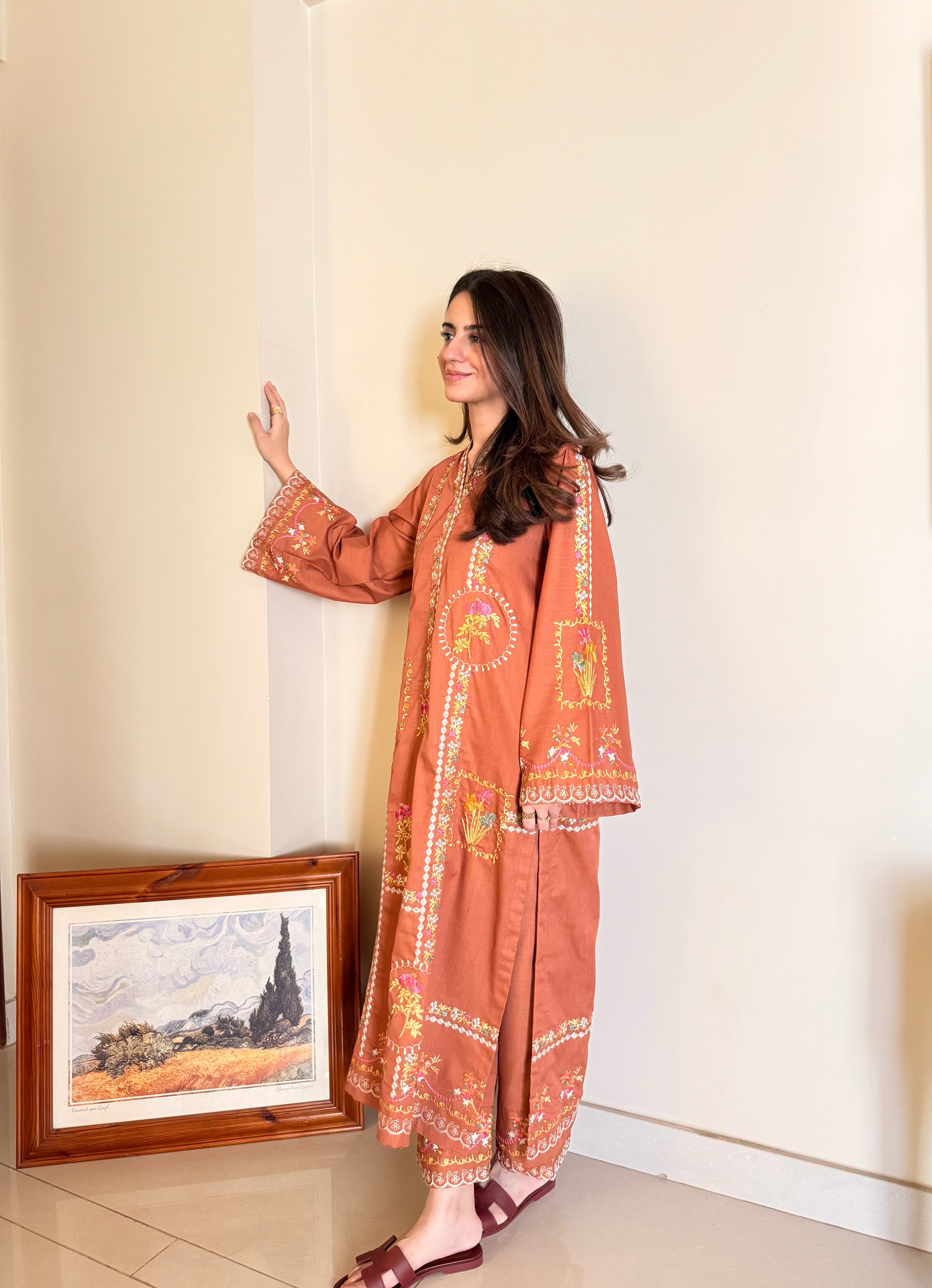 Rust Embroidered CO-ORD Set