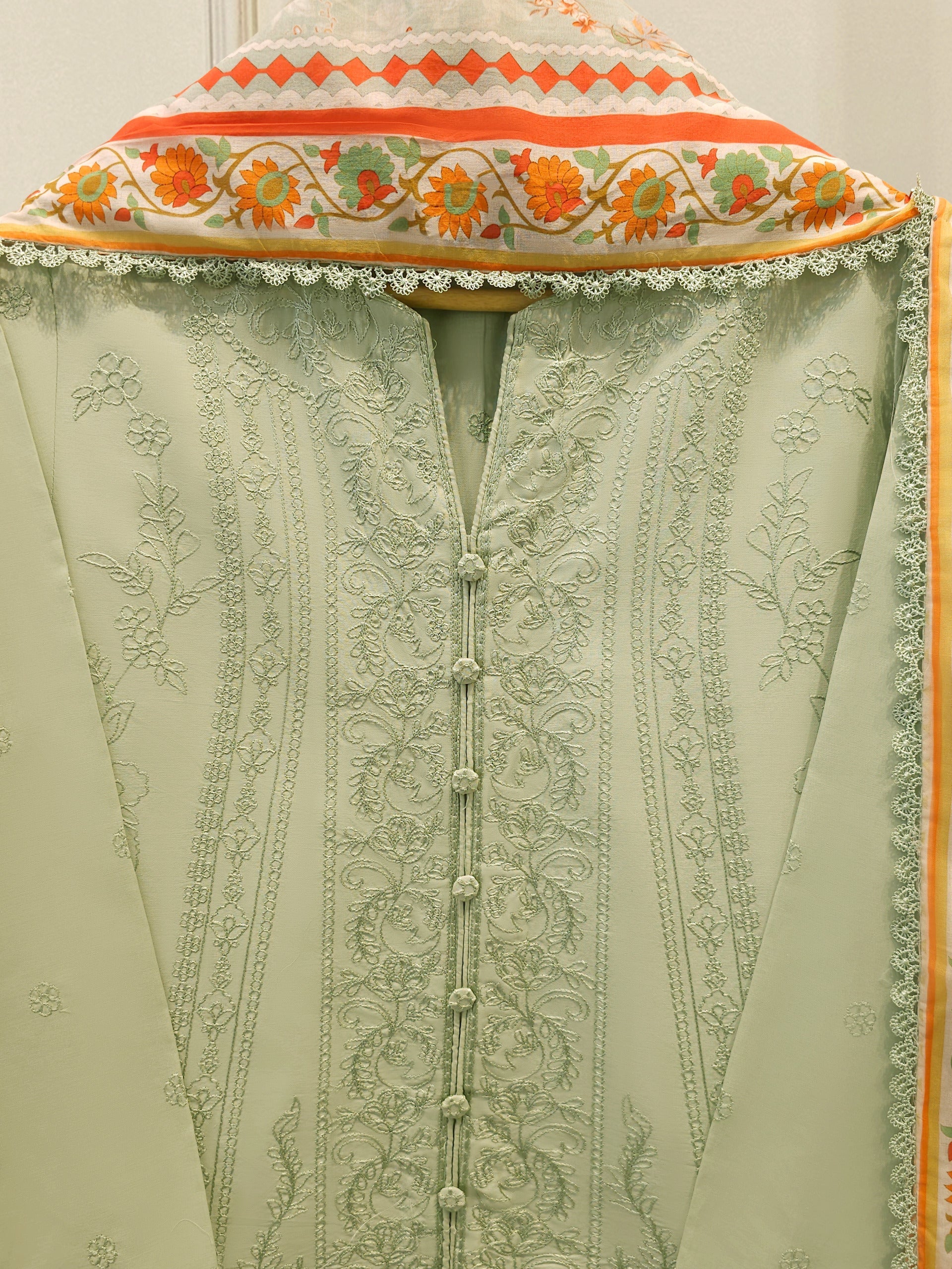 3 Piece - Embroidered Cambric Suit S113758