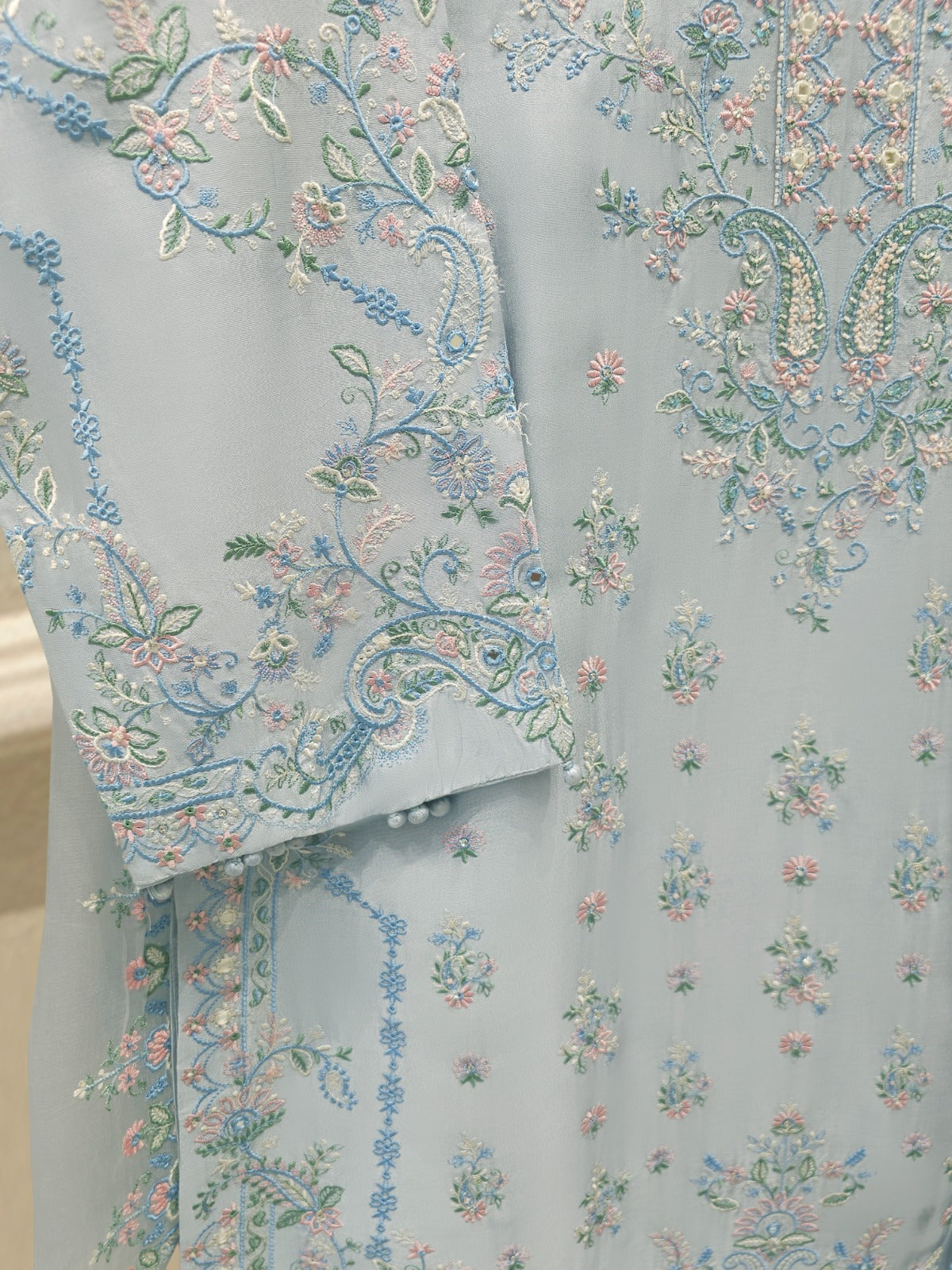 3 Piece- Pure Sheesha Silk Embroidered Suit S113830