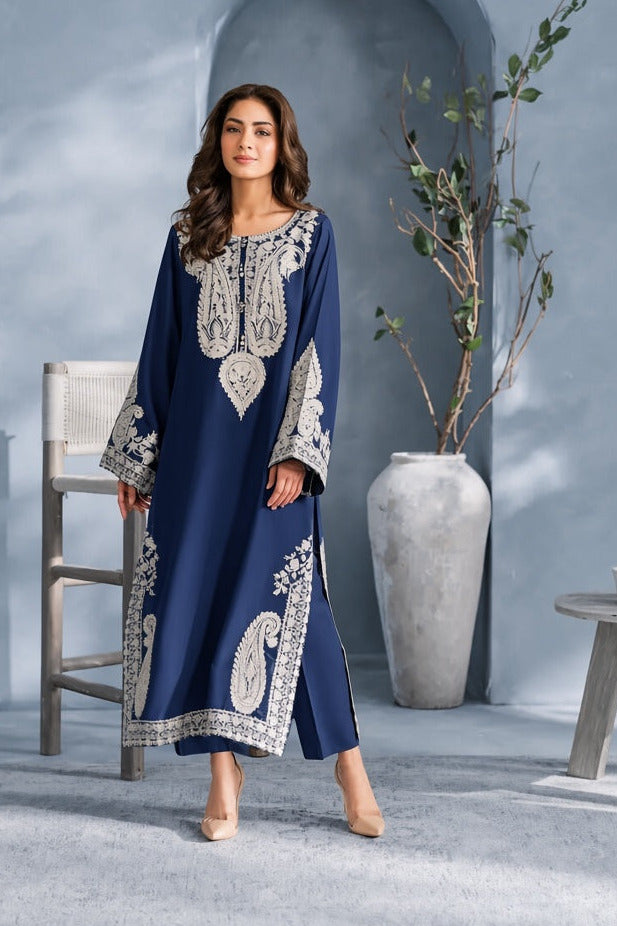 Poshkari Mahveen Luxury Dhanak Lawn Embroidered 2Pc Unstitched Kaftan Suit PA-200