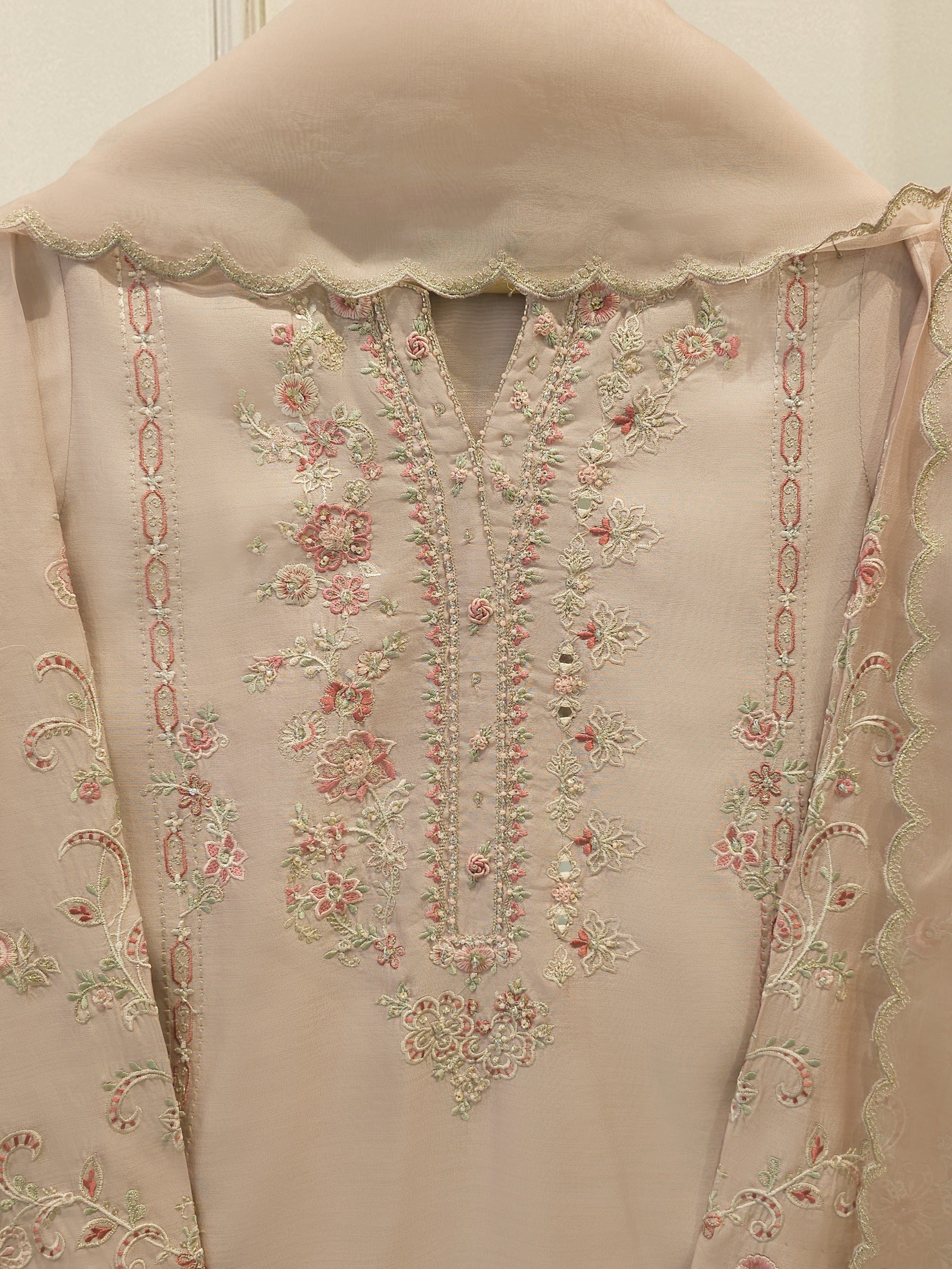 3 Piece- Pure Khadi Silk Embroidered Suit S113657