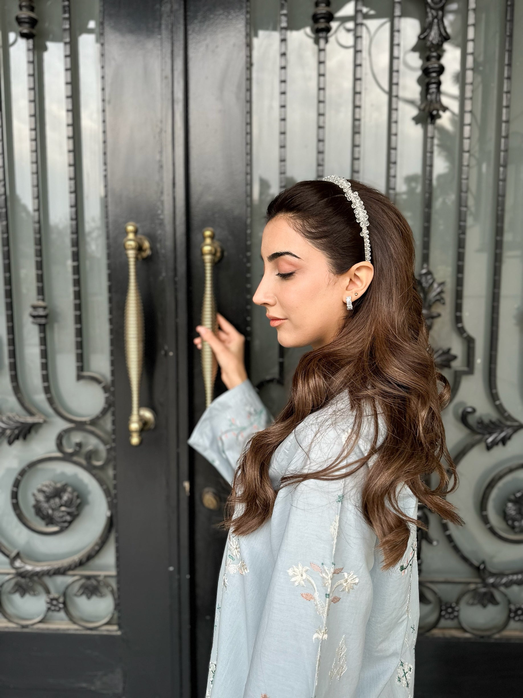 Carnation - Light Sky Blue Embroidered Kurta