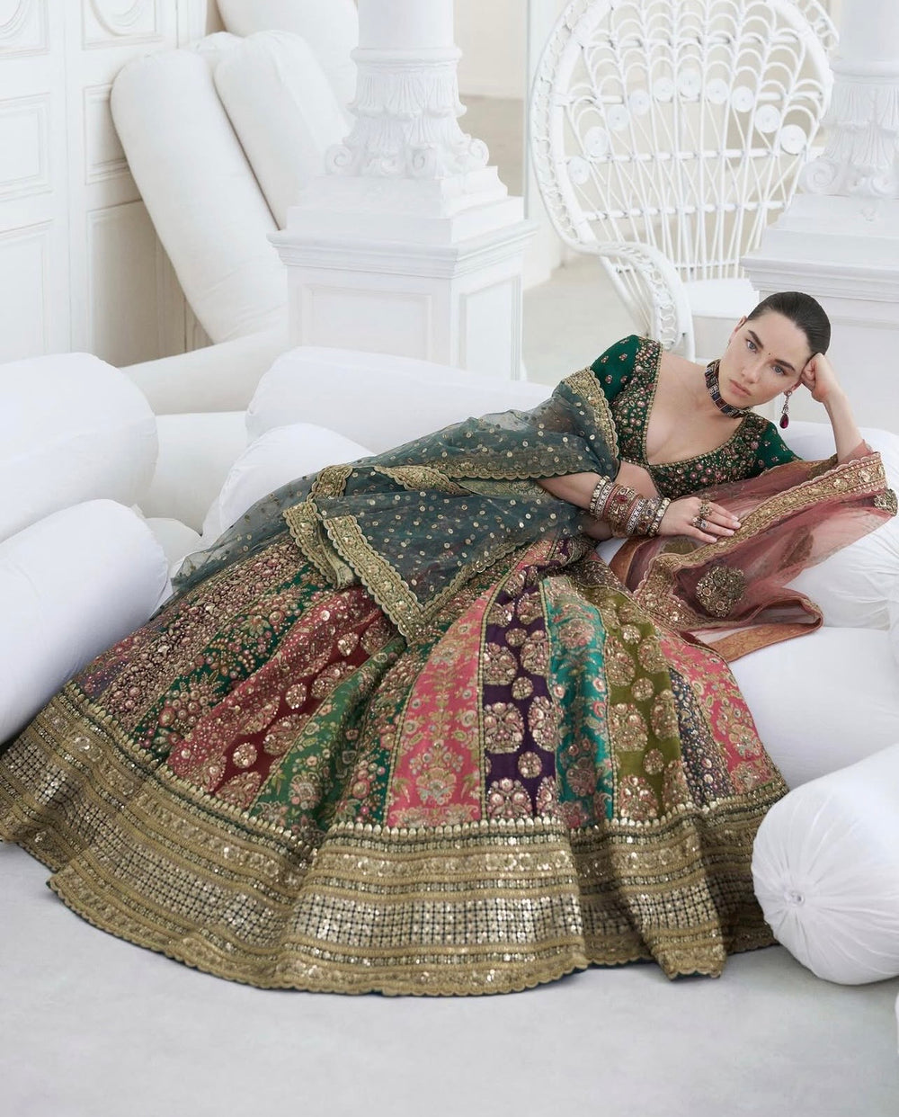 Sabyasachi Mukherjee Style — Mairaz Multicoloured 18-Panel Lehenga