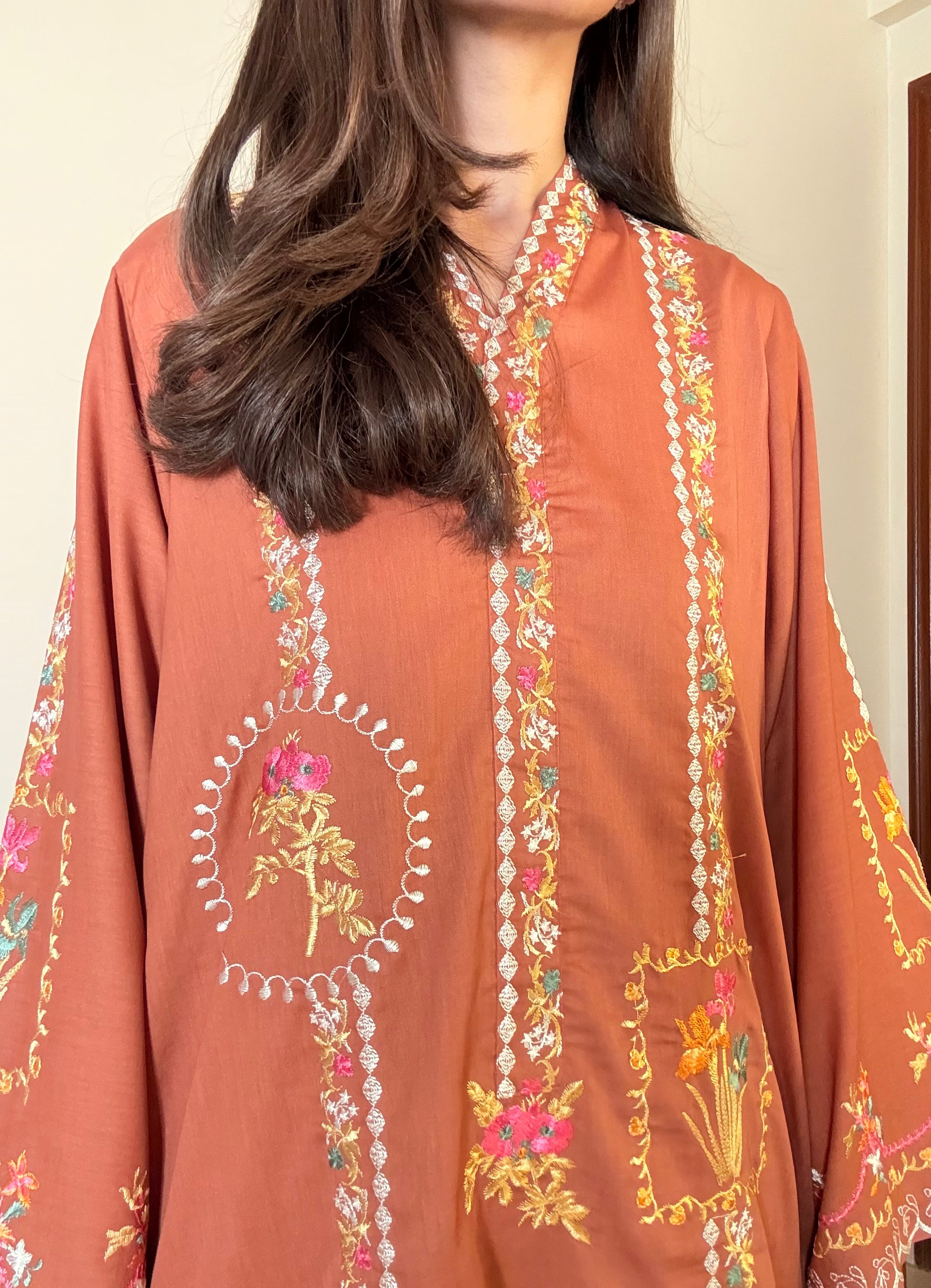 Rust Embroidered CO-ORD Set