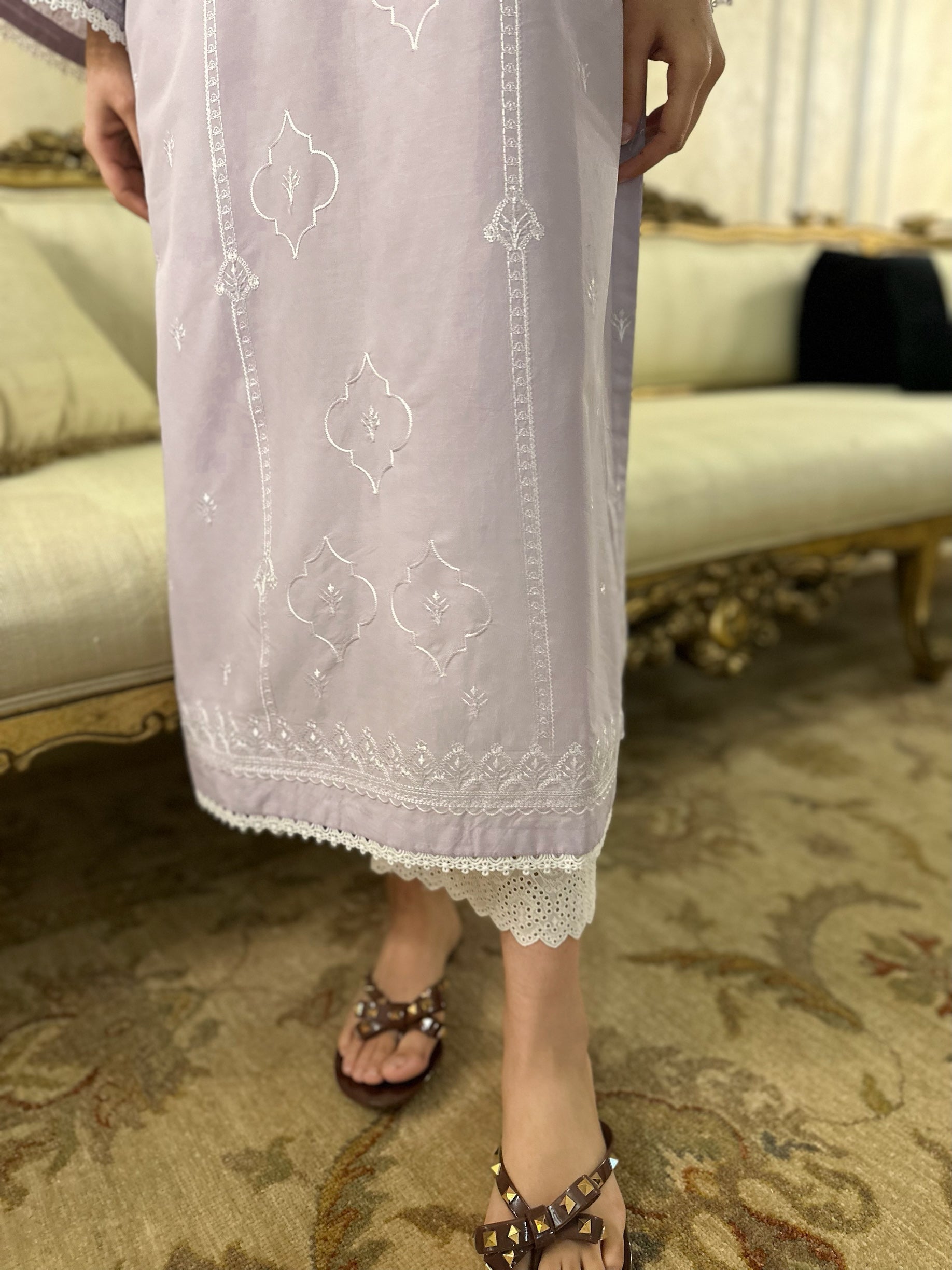 Gardenia - Pale Lilac Embroidered Kurta (RTS)