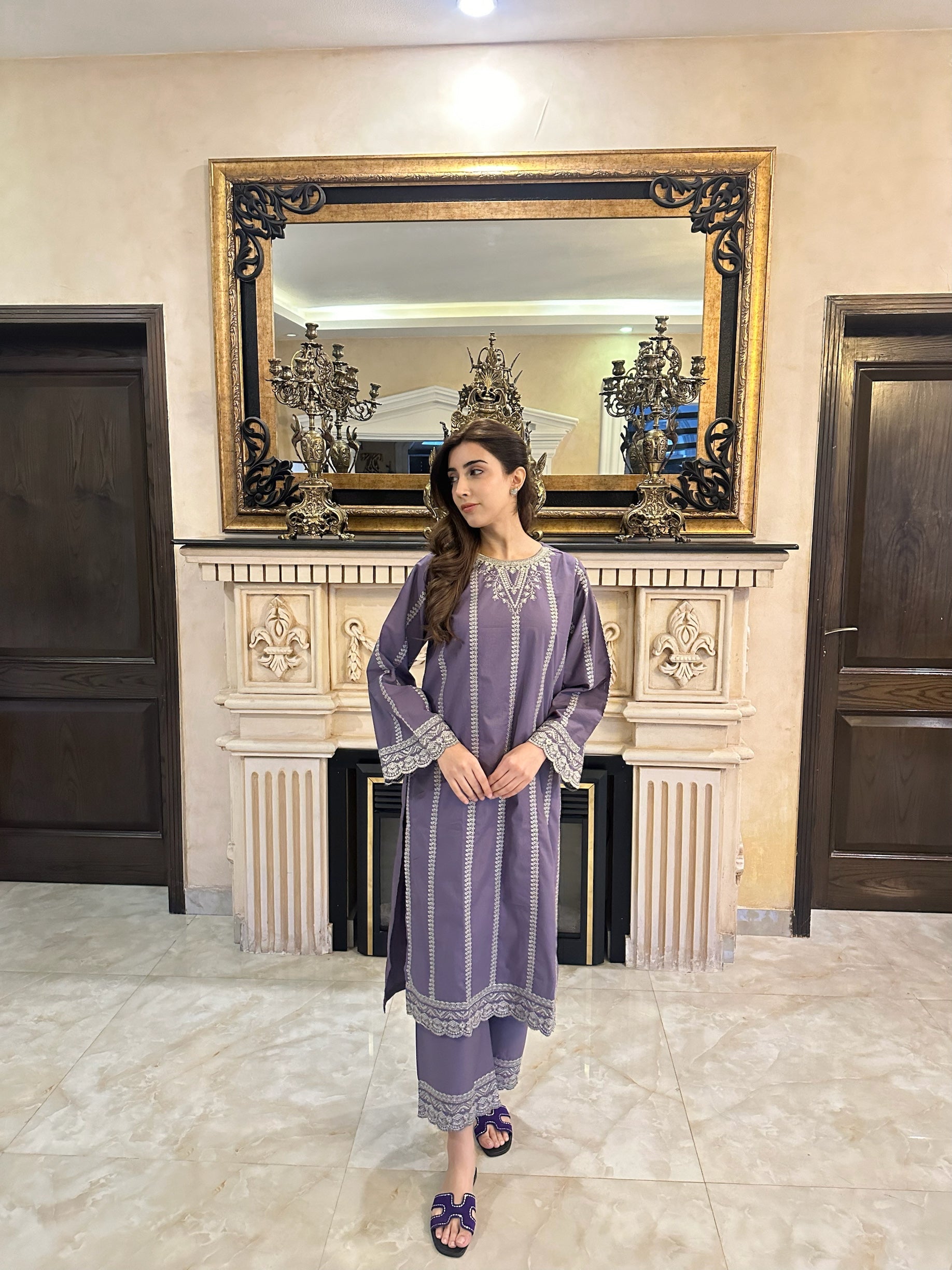 Indigo - Sweet Violet Embroidered CO-ORD SET
