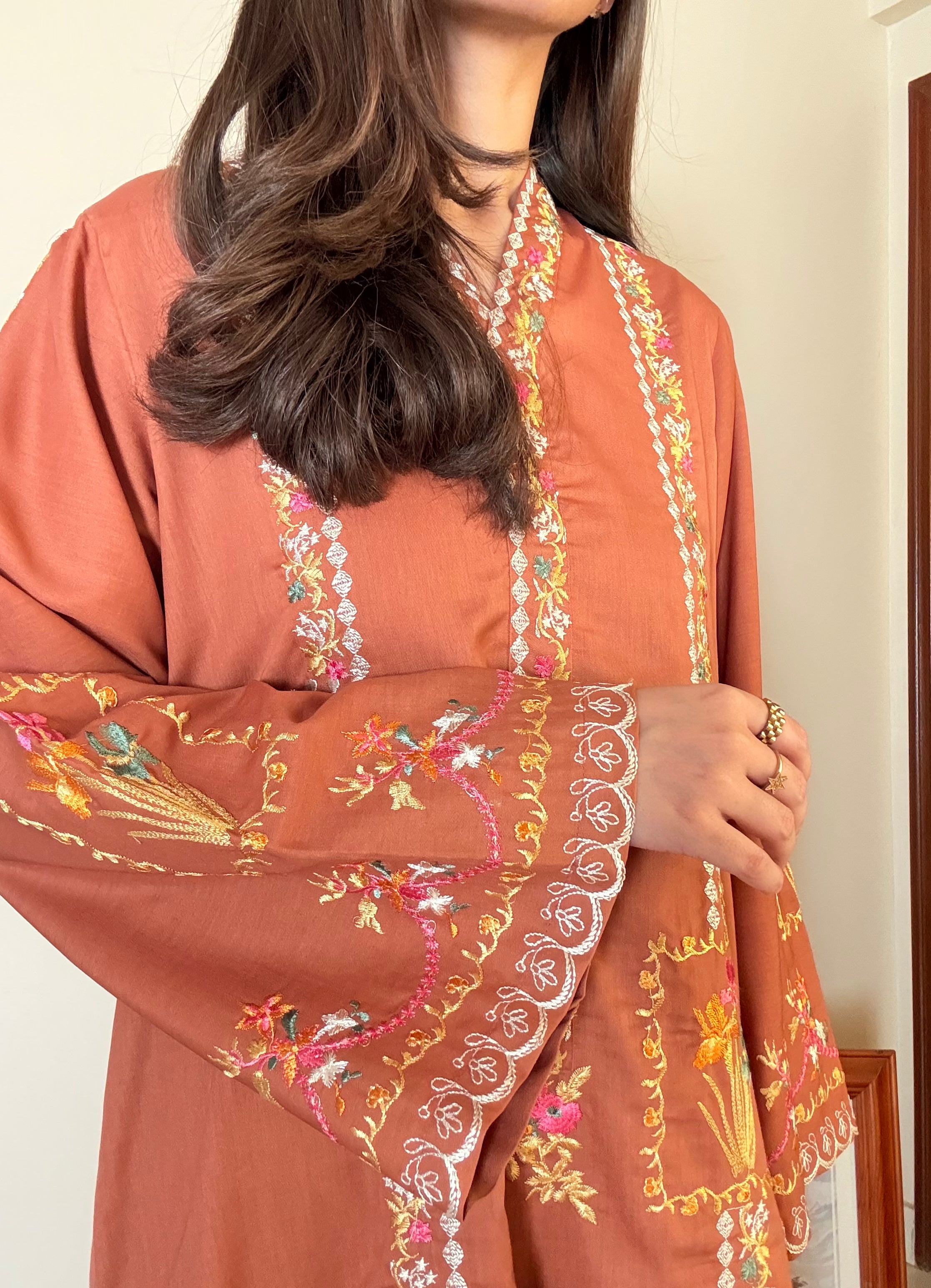 Rust Embroidered CO-ORD Set