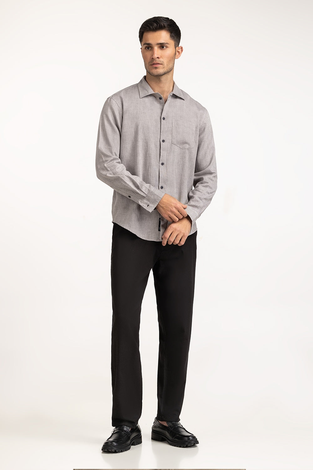 Self Textured Casual Shirts