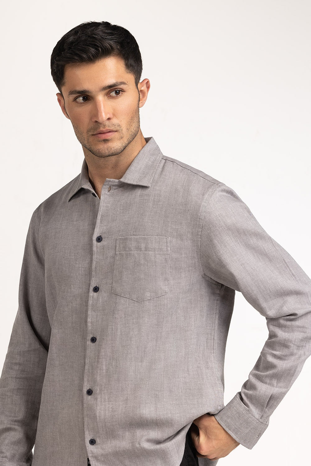 Self Textured Casual Shirts