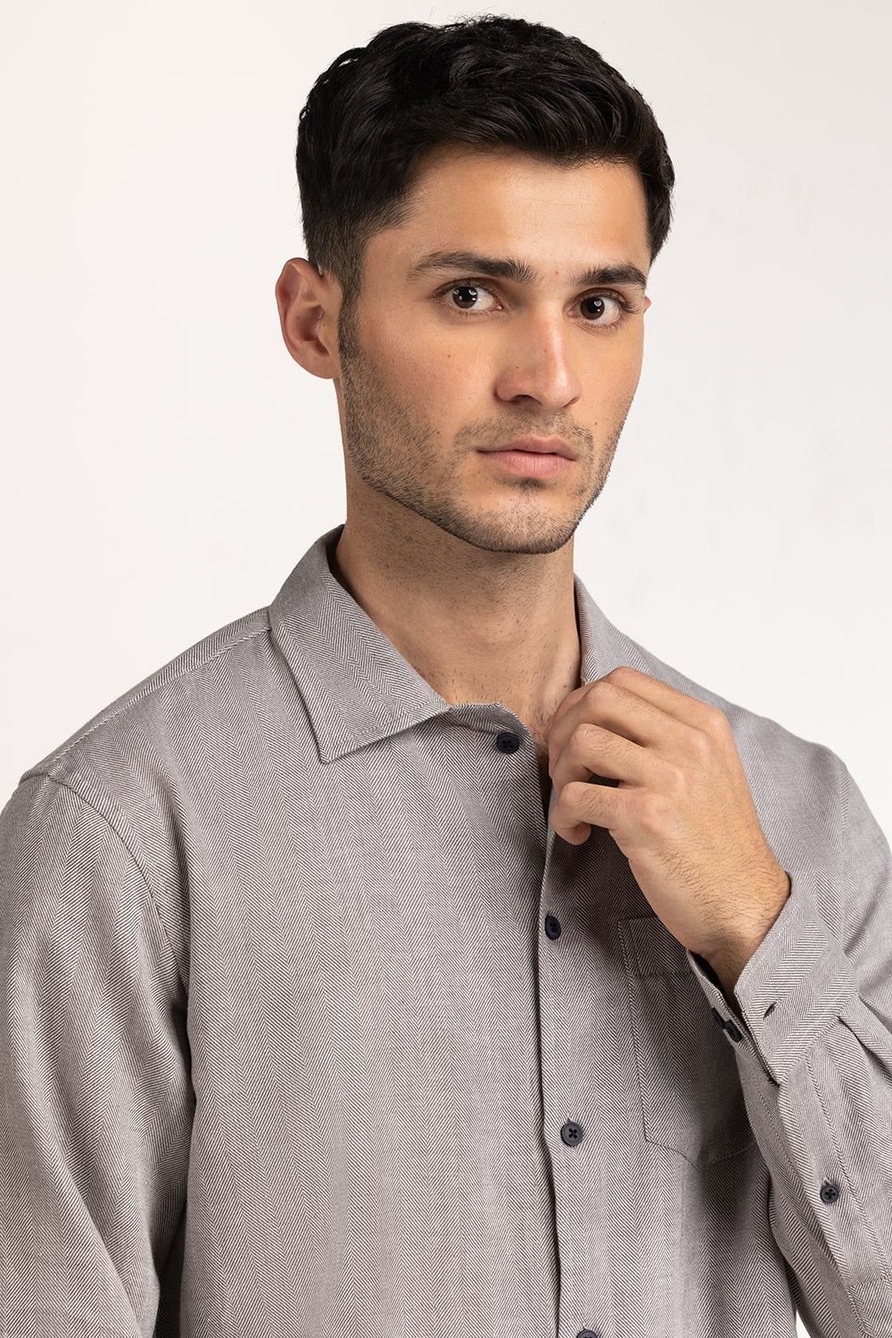 Self Textured Casual Shirts
