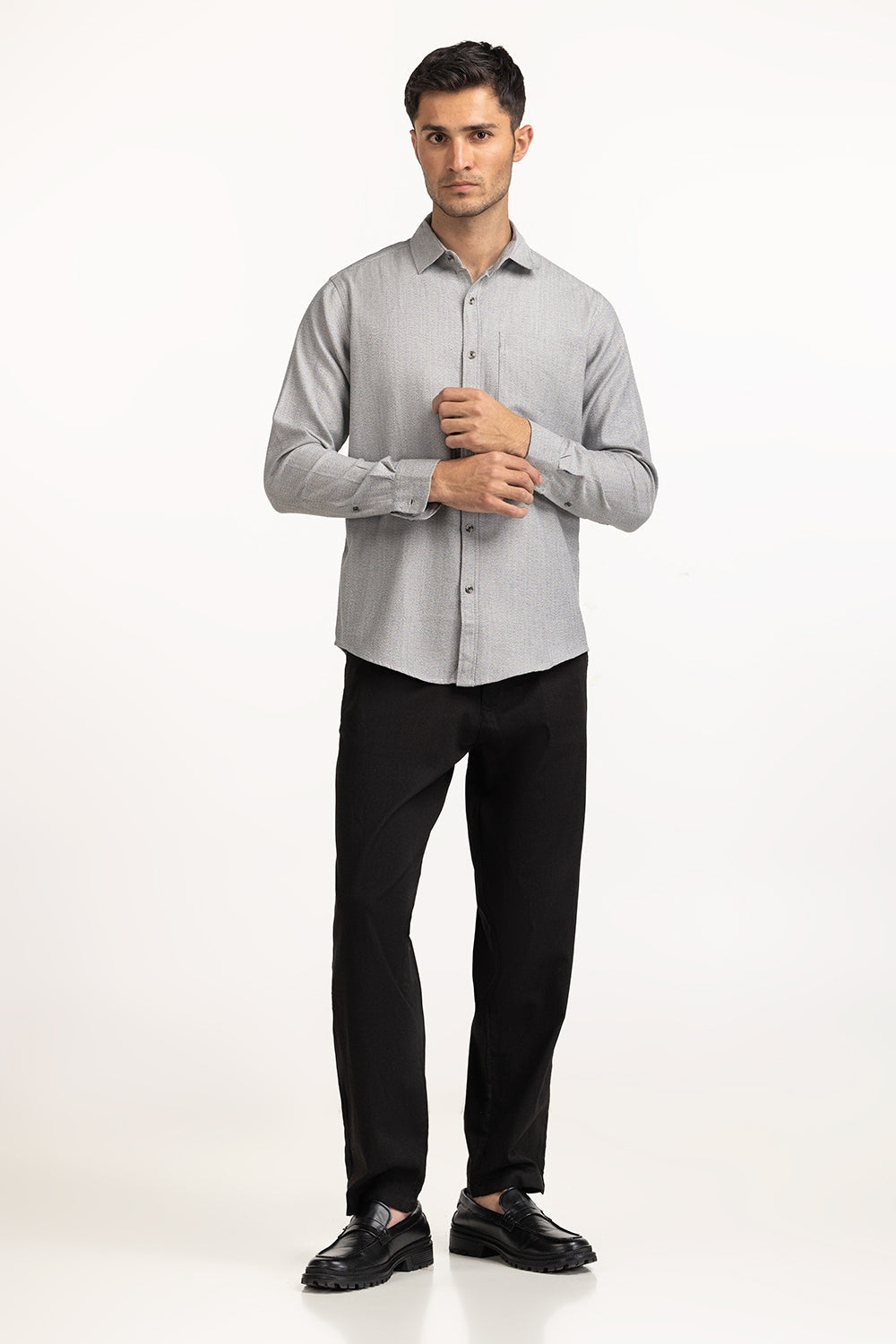 Self Textured Casual Shirts