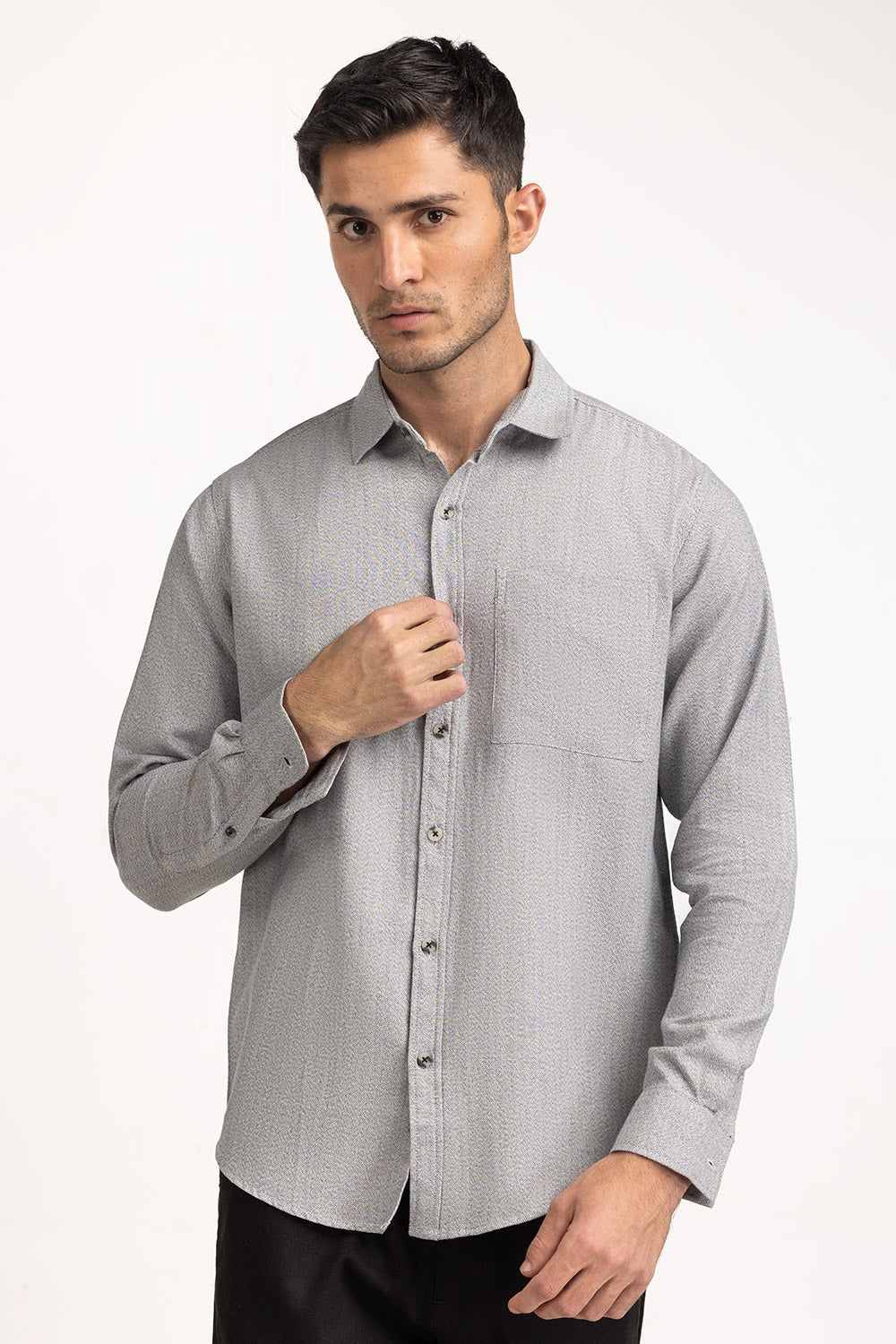 Self Textured Casual Shirts