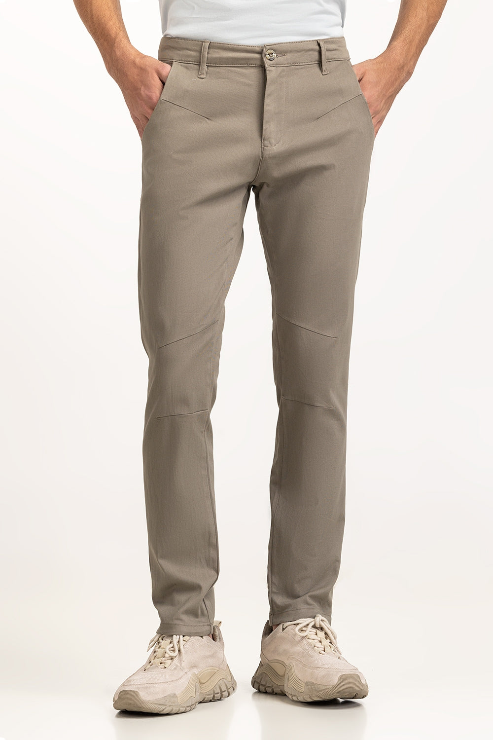 Plain Dyed Khaki Pants