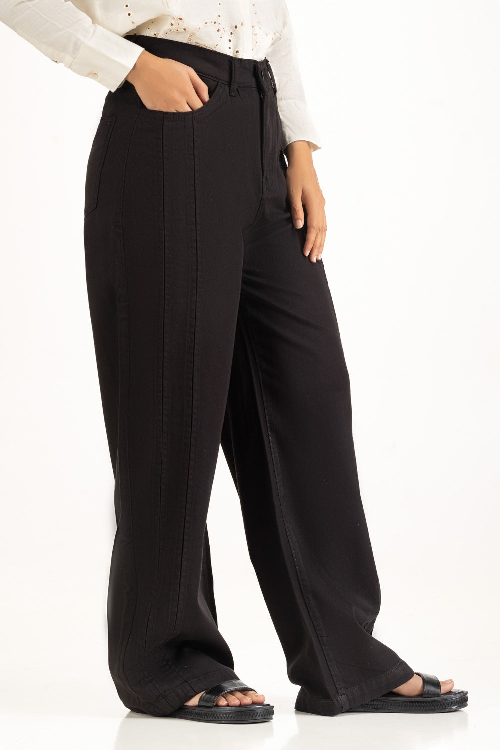Straight Fit Wide Leg Trousers