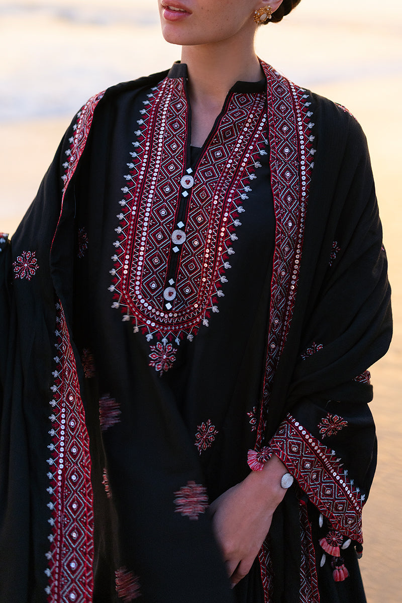 RAVEN FOLK-3PC SATIN EMBROIDERED SUIT