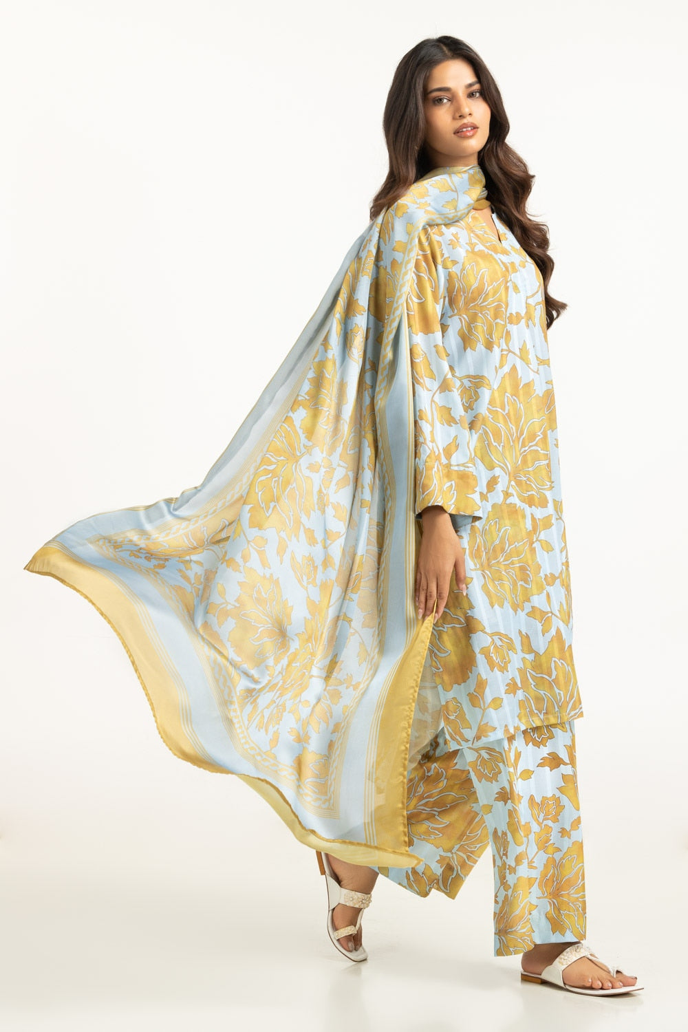 Satin Crinkle Printed Dupatta